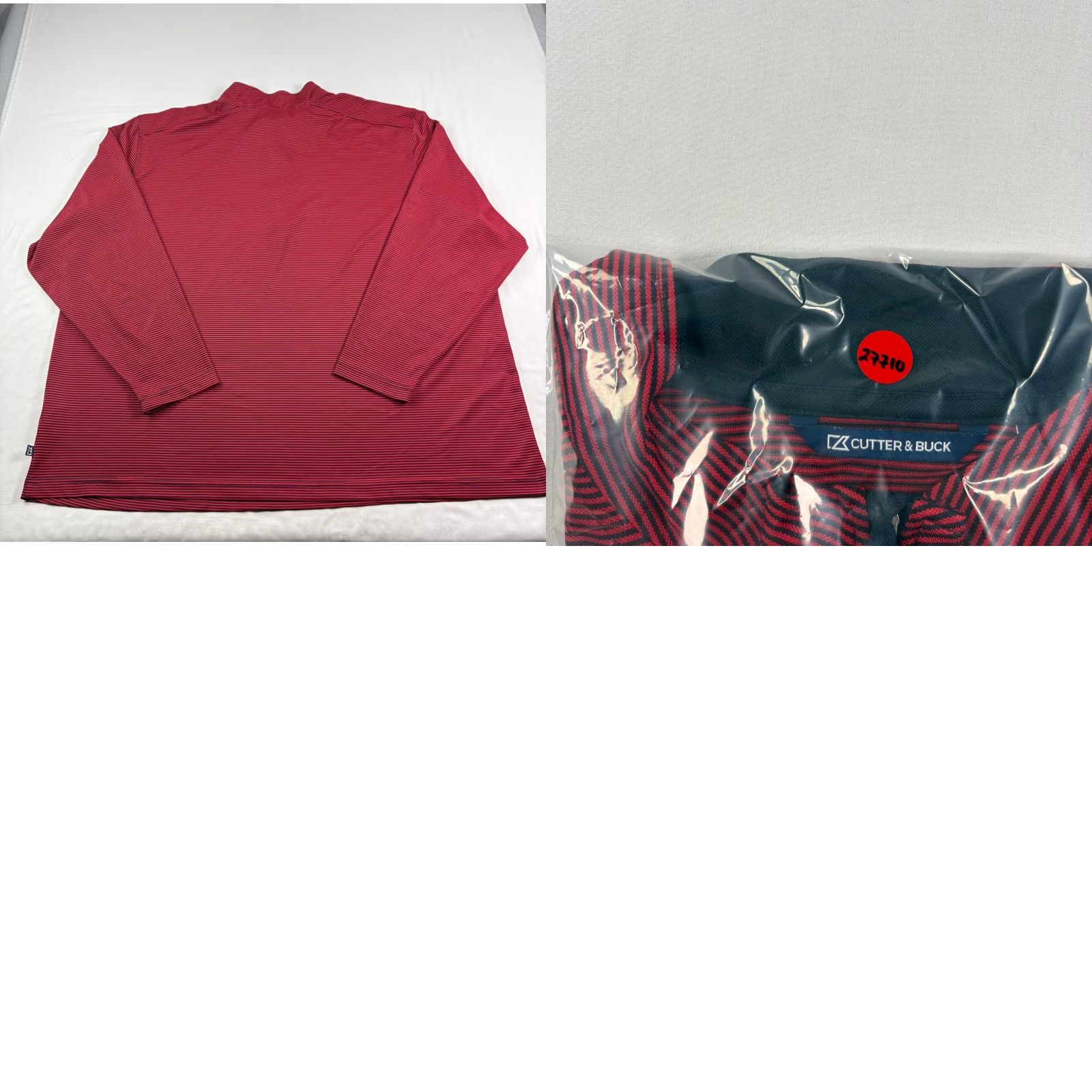 Cutter & Buck Cutter & Buck Shirt Mens 3XB Big Red Striped Golf Pullover 1/4 Zip Performance Size US XXL / EU 58 / 5 - 8 Thumbnail