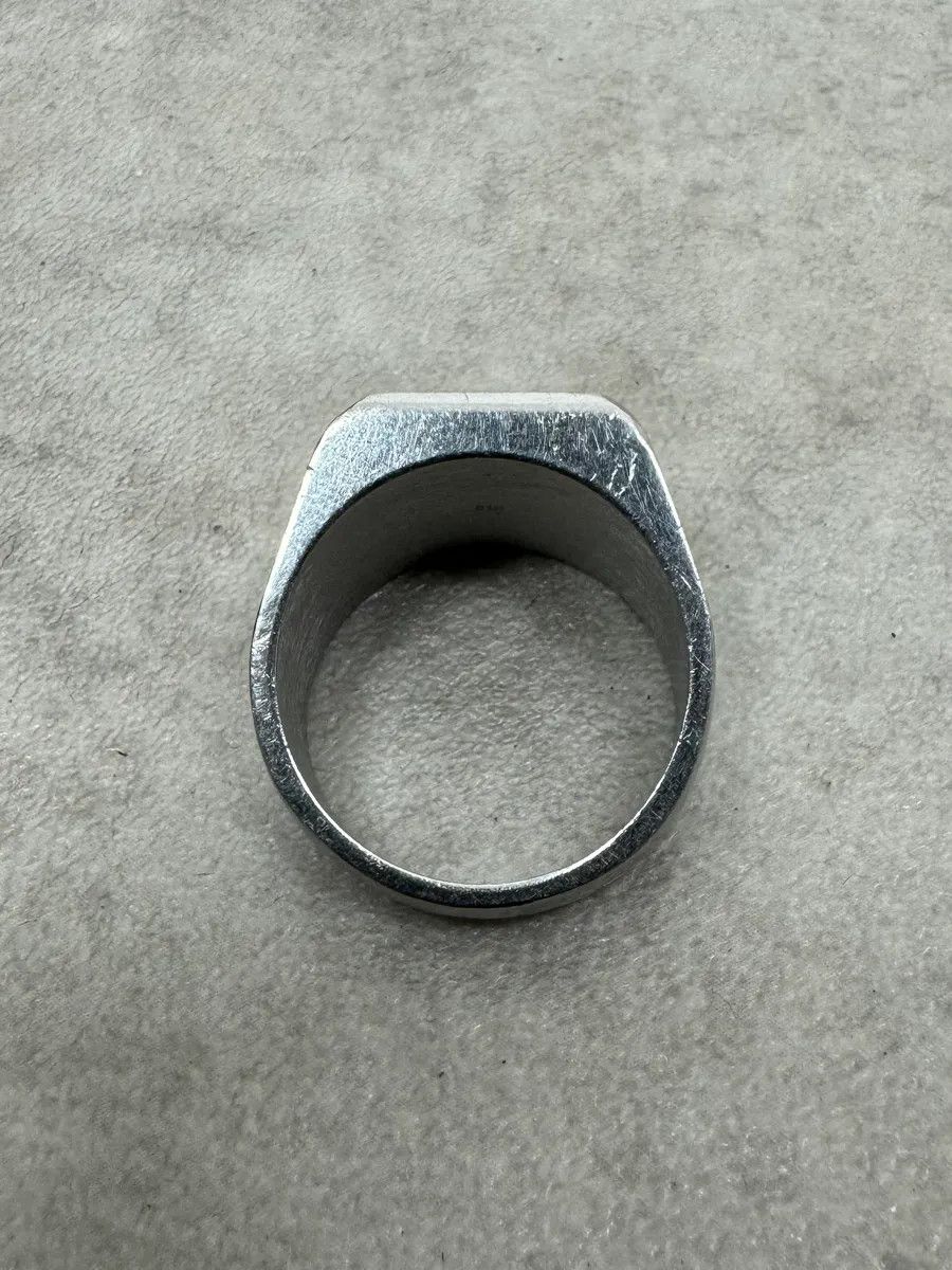 Dolce & Gabbana 2000s Dolce & Gabbana Grey Marble Effect Steel Signet Ring Size ONE SIZE - 6 Thumbnail