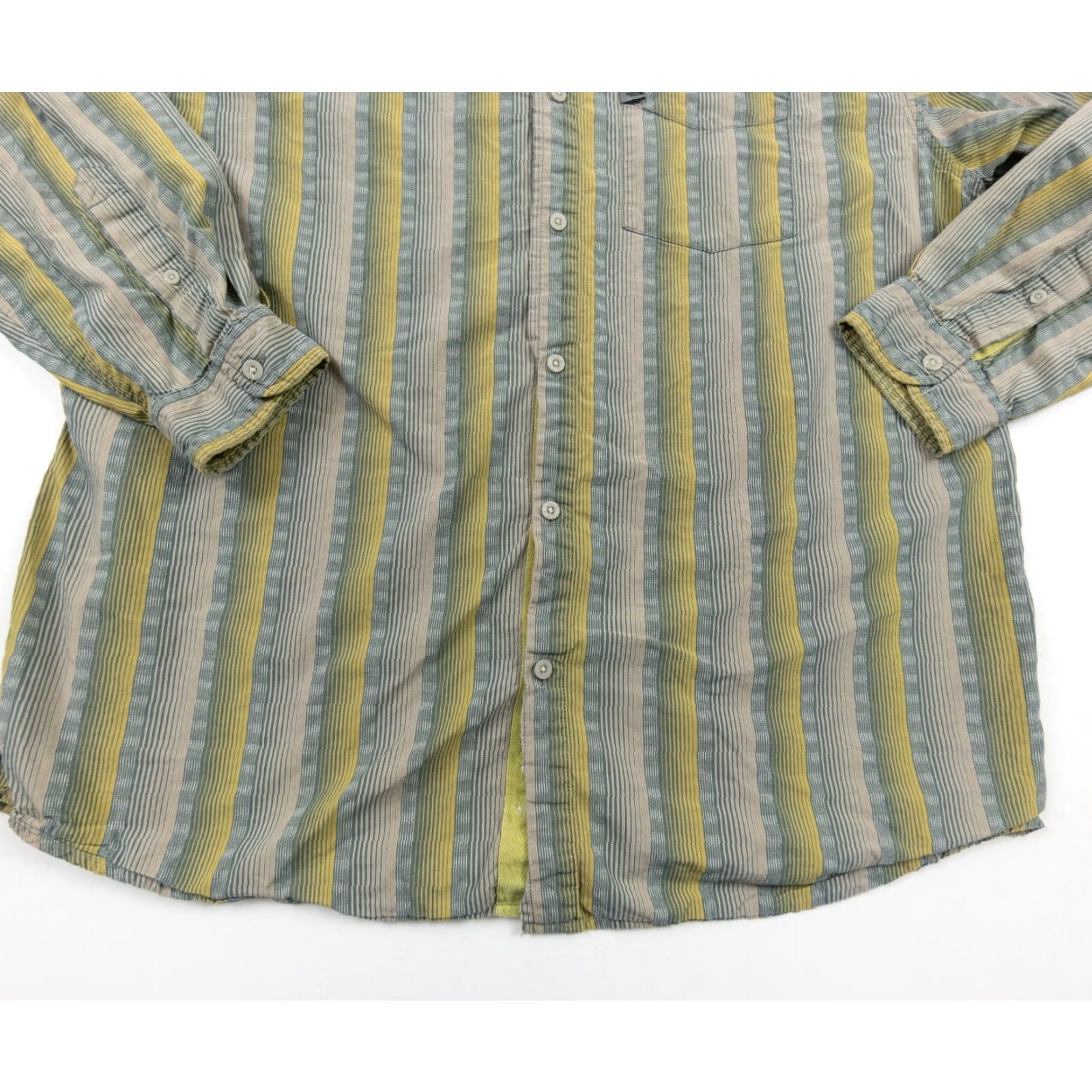 The North Face Vintage North Face Men's XL Green Striped Button-Down Long Sleeve Shirt Outdoor Casual Size US XL / EU 56 / 4 - 4 Thumbnail