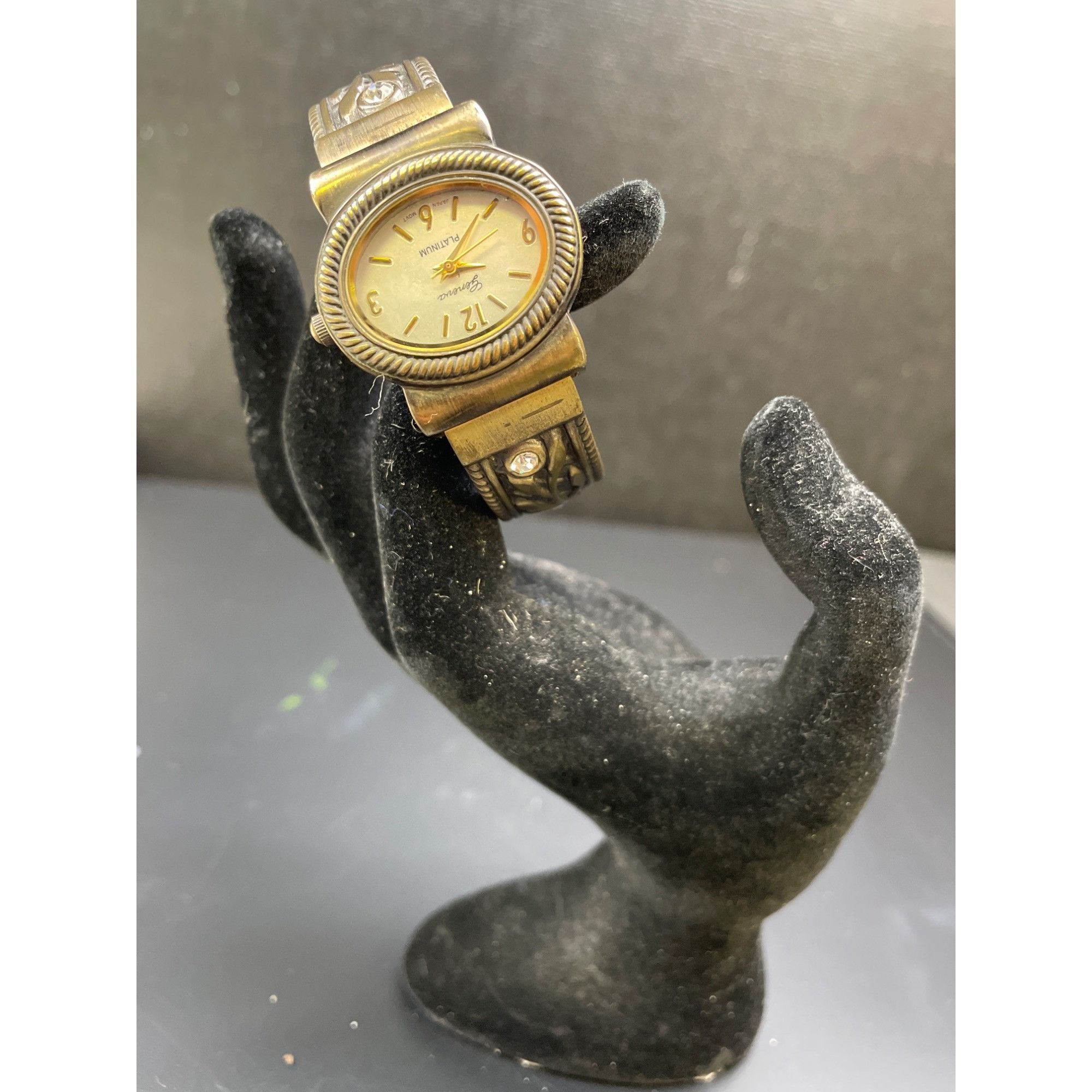 Geneva Geneva Platinum Women's Bangle/Cuff Watch bronze/ rhinestone Size ONE SIZE - 2 Thumbnail