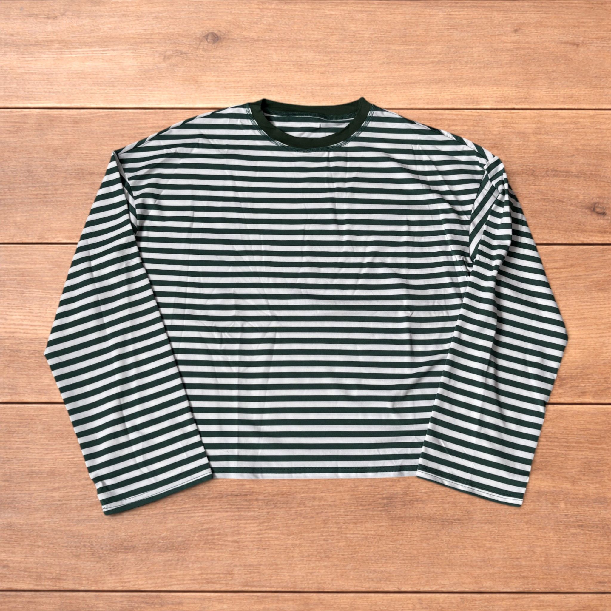 Japanese Brand Relaxed fit striped long sleeve top tshirt in green/white. Size US M / EU 48-50 / 2 - 1 Thumbnail