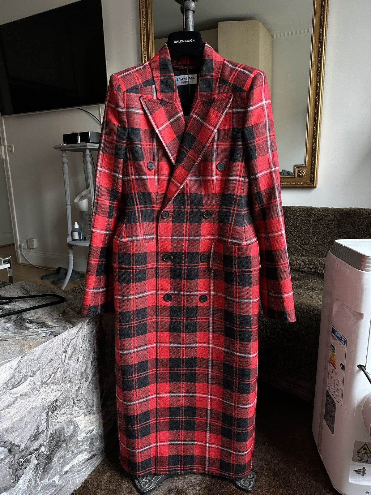 Image of Balenciaga Hourglass Coat in Red, Women's (Size XS)