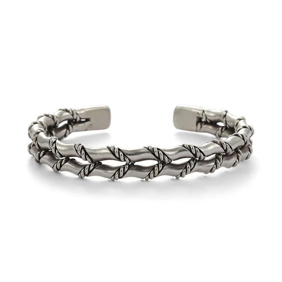 Jewelry × Vintage Cuban Braided Double Layer Bamboo Open Bracelet Size ONE SIZE - 5 Thumbnail