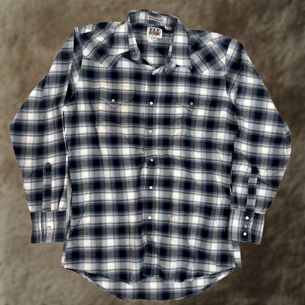Vintage Ely Cattleman Blue Plaid Shirt Men's M Long Sleeve Western Cowboy Size US M / EU 48-50 / 2 - 1 Thumbnail