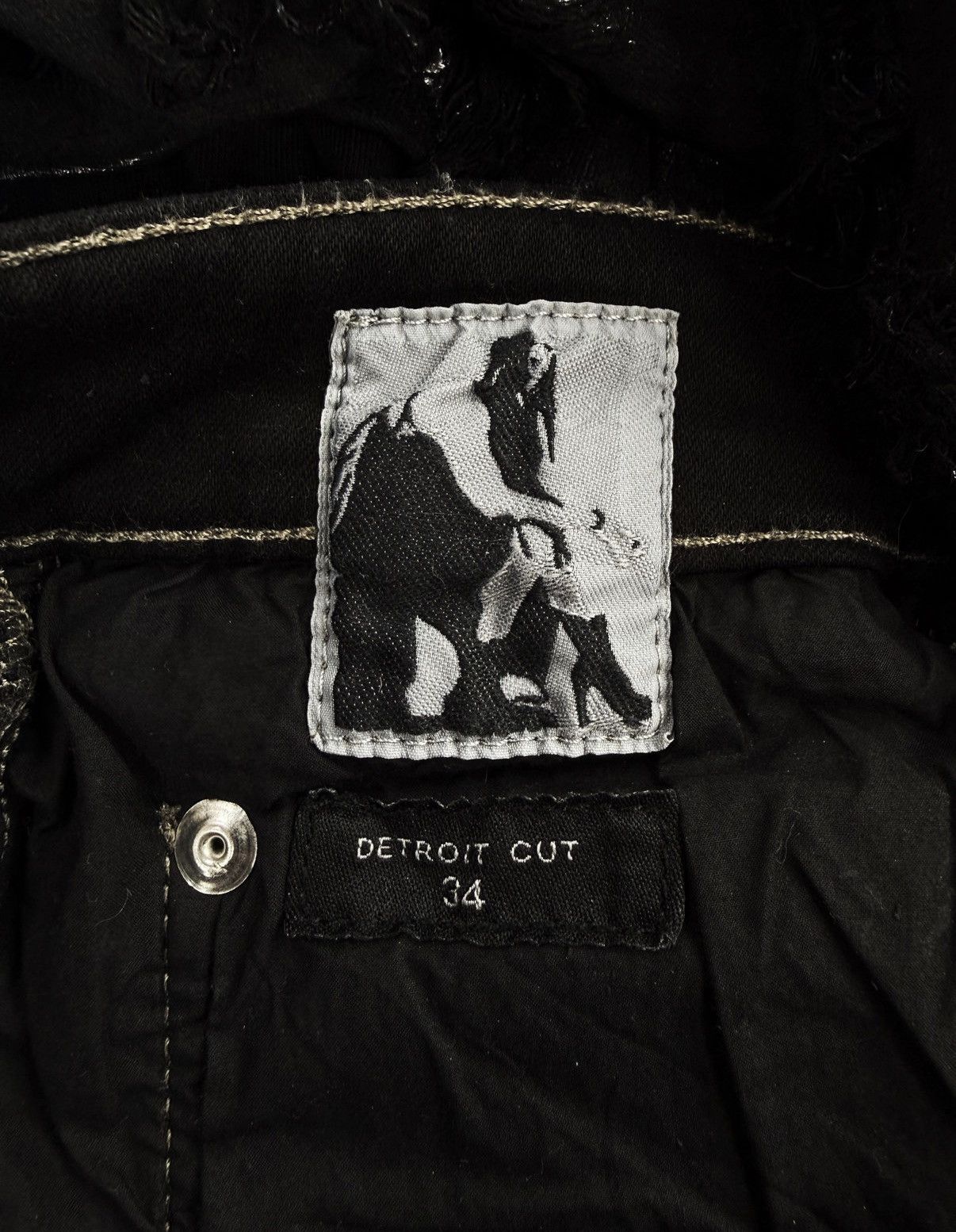 Rick Owens Drkshdw Rick Owens DRKSHDW Detroit Waxed Slashed Distressed Denim Size US 34 / EU 50 - 4 Thumbnail