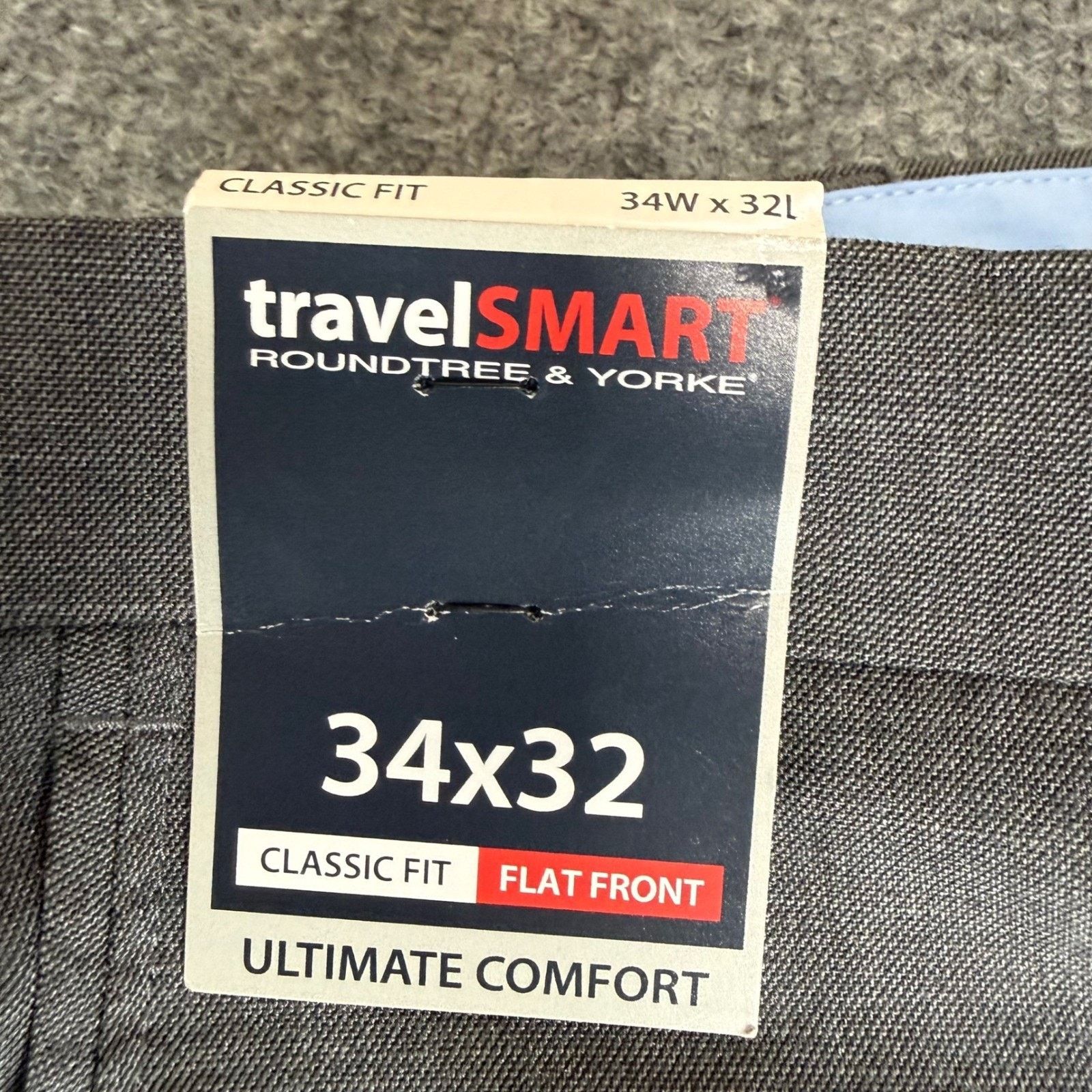 Roundtree & Yorke Roundtree & Yorke TravelSmart Mens 34x32 Gray Dress Pants Size US 34 / EU 50 - 2 Thumbnail