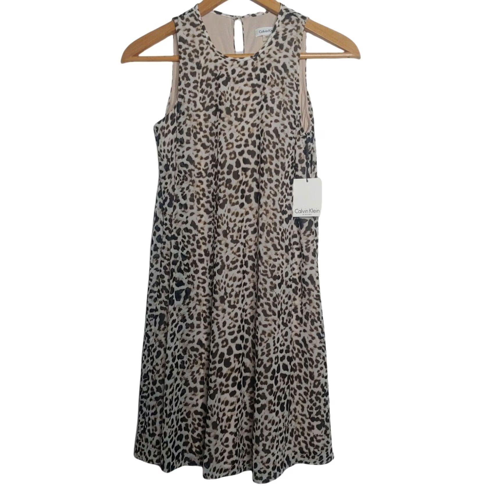 Calvin Klein Calvin Klein Shift Dress Size 6 Sleeveless Leopard Print Beige/Brown Women Everyday lightweight Size M / US 6-8 / IT 42-44 - 2 Thumbnail