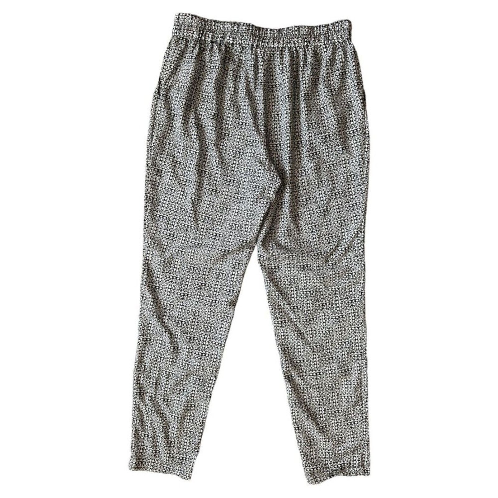 Liz Claiborne Liz Clairborne Black White Geometric Print Pants, S Size 30" / US 8 / IT 44 - 4 Thumbnail