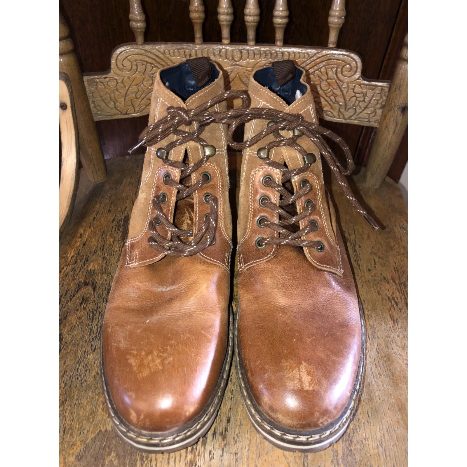 Vintage VINTAGE Crevo Boots Mens 12 Brown Leather Combat Lace Up Drayton CV Lined Casual Size US 12 / EU 45 - 2 Thumbnail