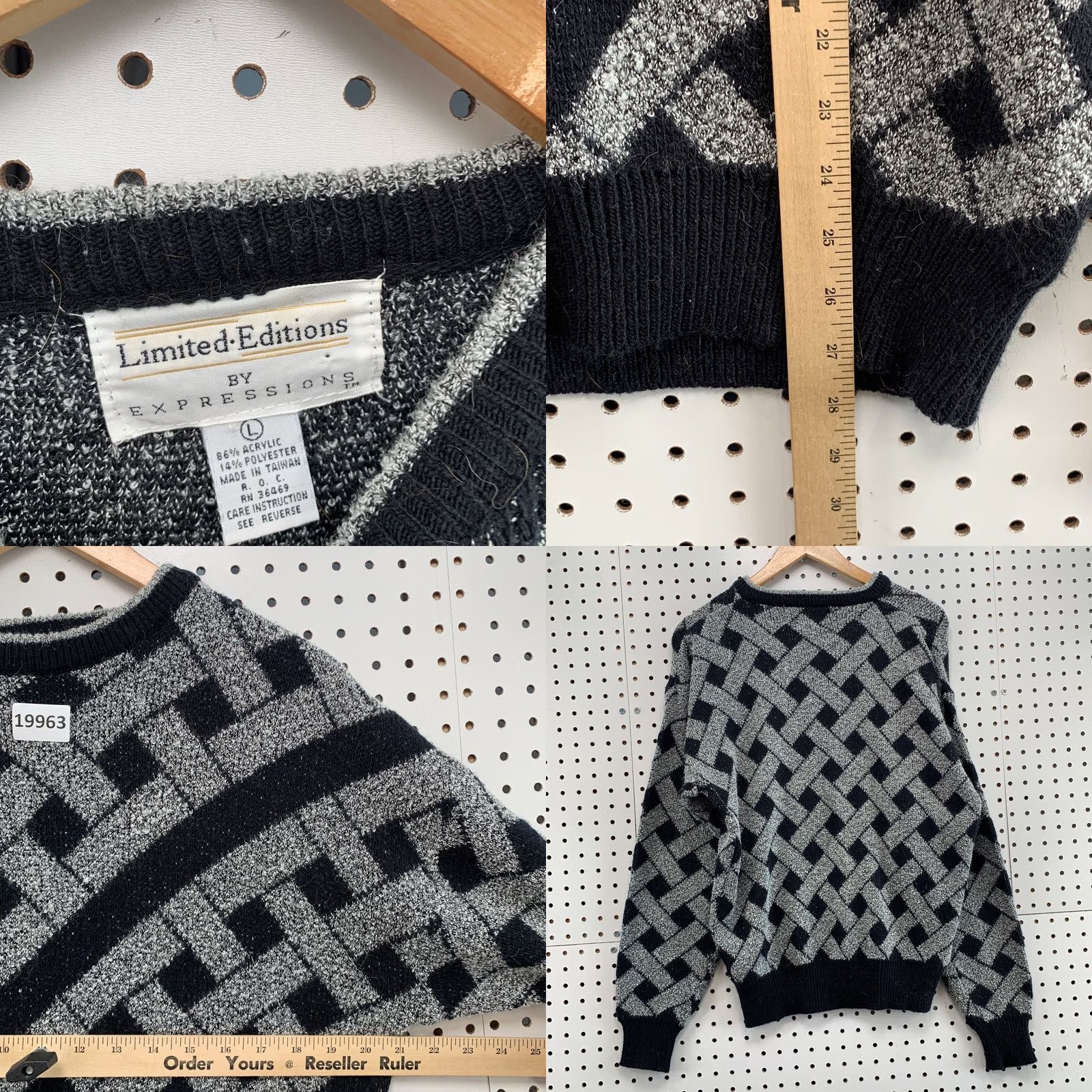 Vintage VINTAGE Limited Editions By Expressions Sweater Black Gray Weave Womens Large Size L / US 10 / IT 46 - 8 Thumbnail