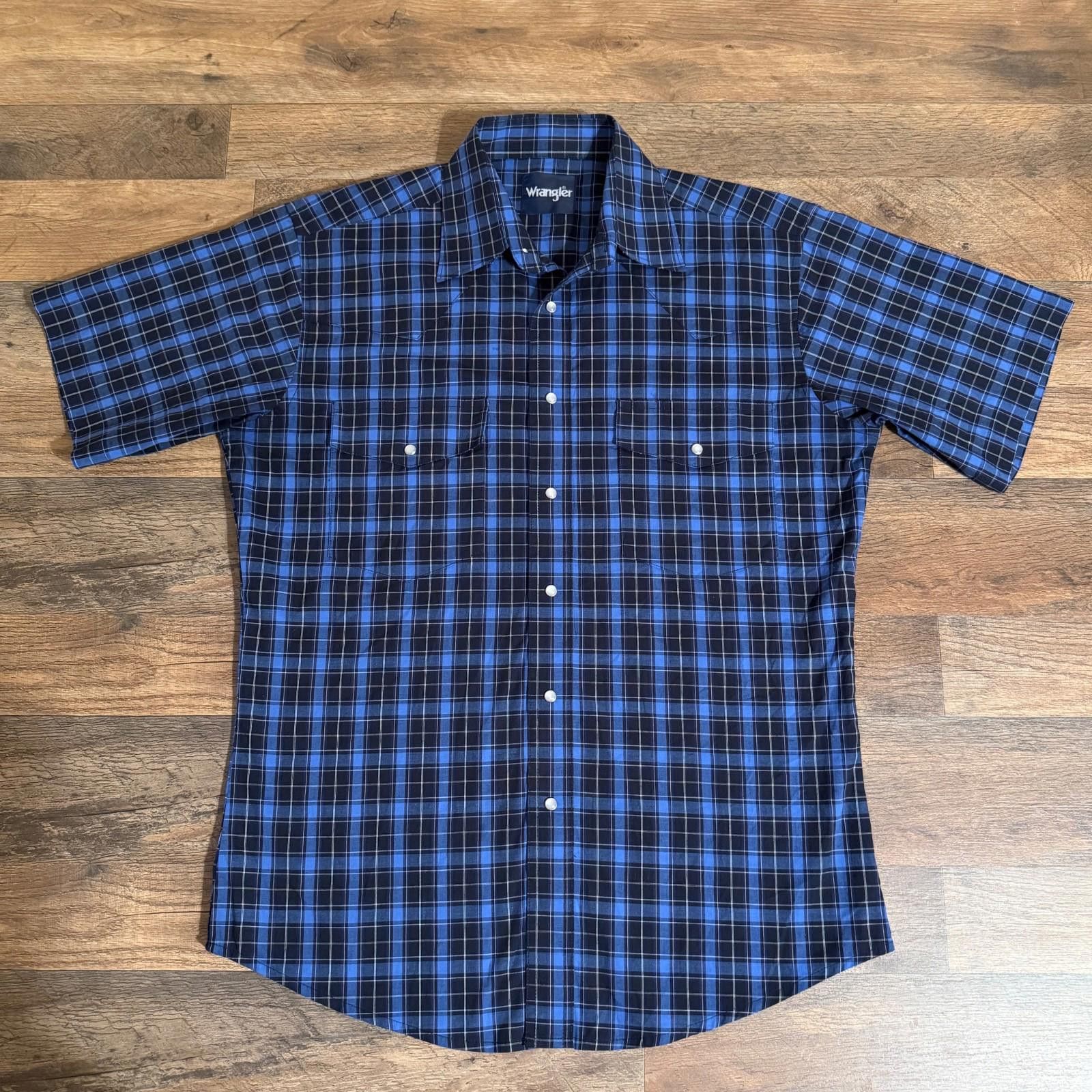 Wrangler WRANGLER Shirt Blue Plaid Pearl Snap Western Mens Large Size US L / EU 52-54 / 3 - 1 Thumbnail