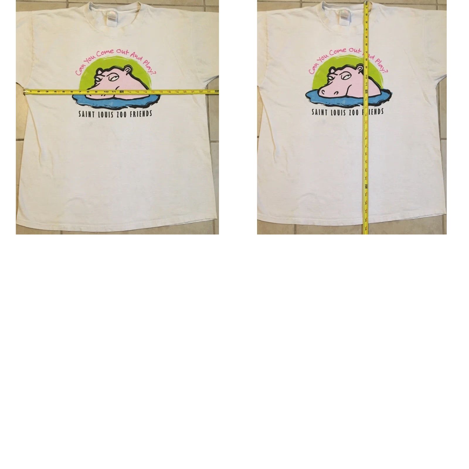 Vintage VINTAGE 90s St Louis Zoo Hippo Shirt XL White Cotton Graphic Tee Mens Size US XL / EU 56 / 4 - 10 Thumbnail