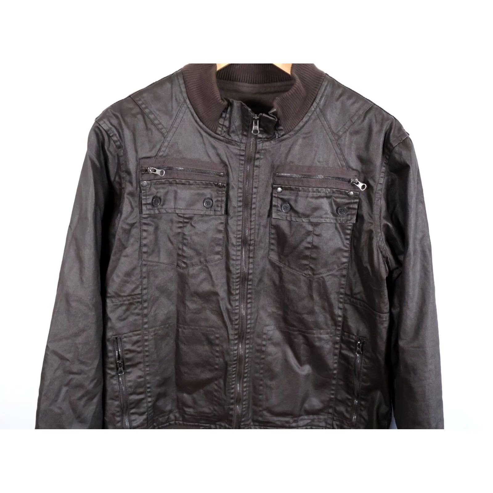 Vintage Twice 1210 Waxed Cotton Jacket Men L Dark Brown Full Zip Flight (XL Tag) Jacket Size US L / EU 52-54 / 3 - 4 Thumbnail