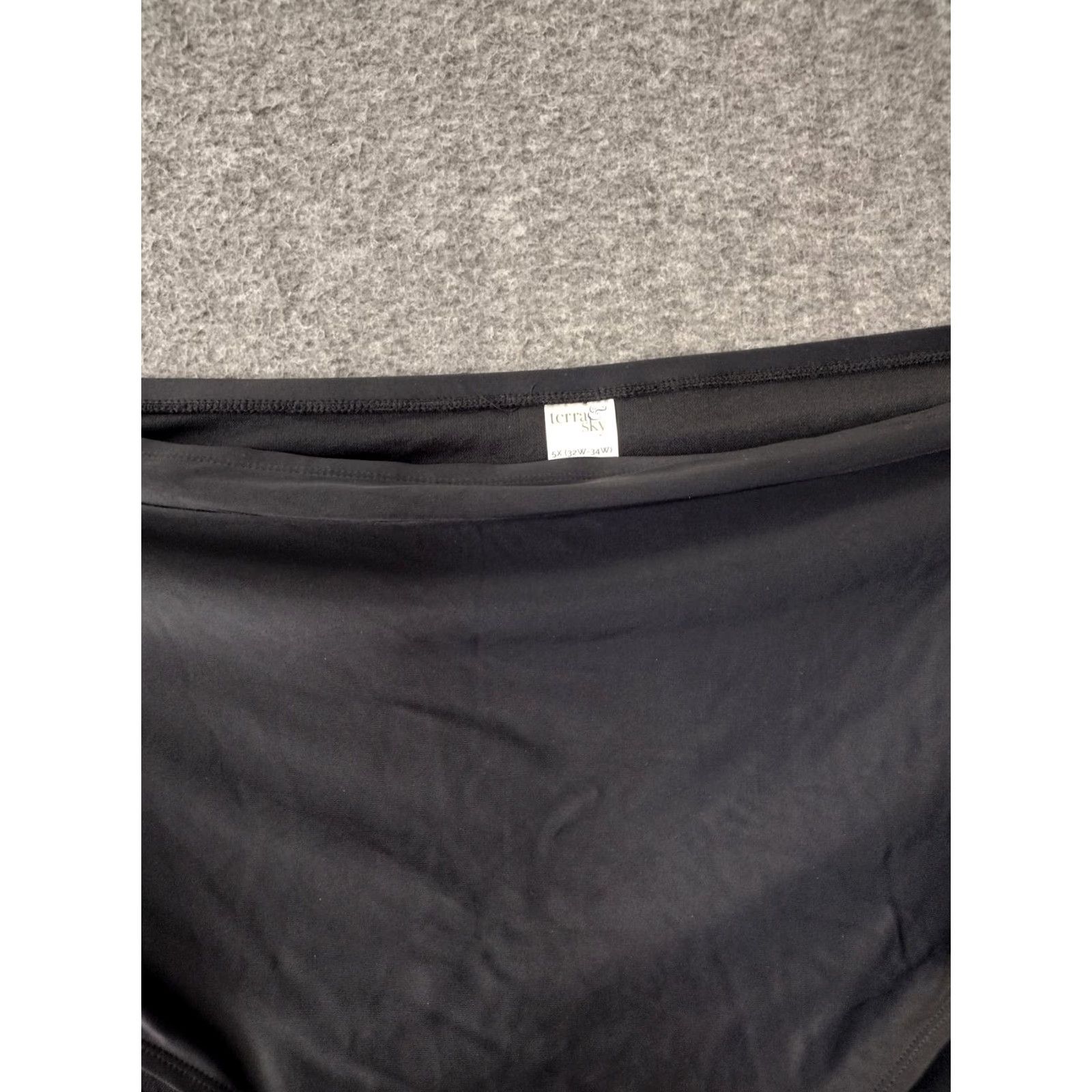 Vintage Terra & Sky Women's Plus Black High Waisted Swim Bottoms 5X Adjustable Ties Black Solid Beach 90s Mens Womens Girls Size 40" / US 18 - 3 Thumbnail