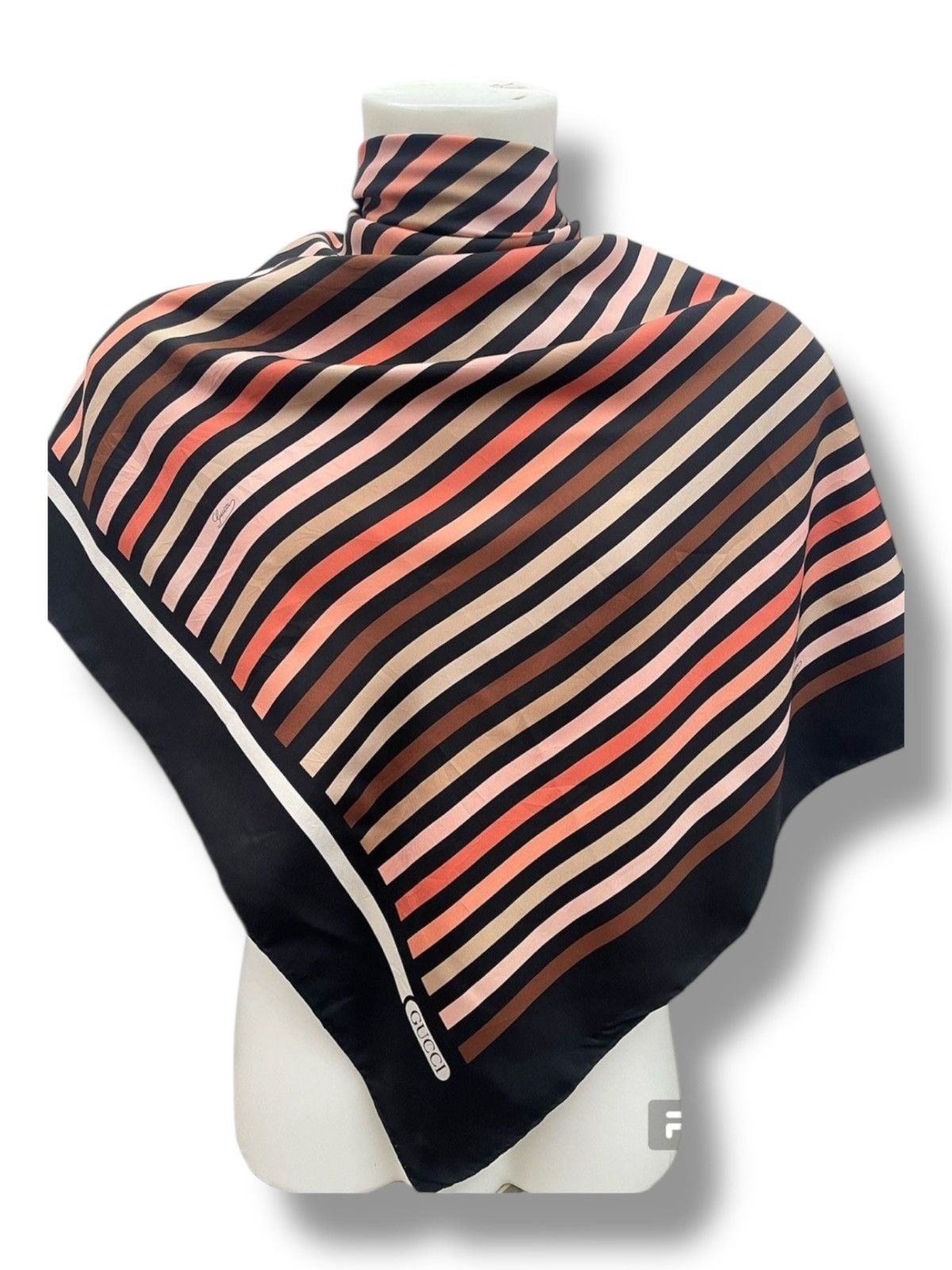 Gucci Vintage Gucci Striped Silk Scarf 34" Square Size ONE SIZE - 9 Thumbnail