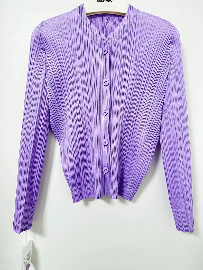 Issey Miyake Issey Miyake size:3 Purple pleated cardigan Size XS / US 0-2 / IT 36-38 - 1 Thumbnail