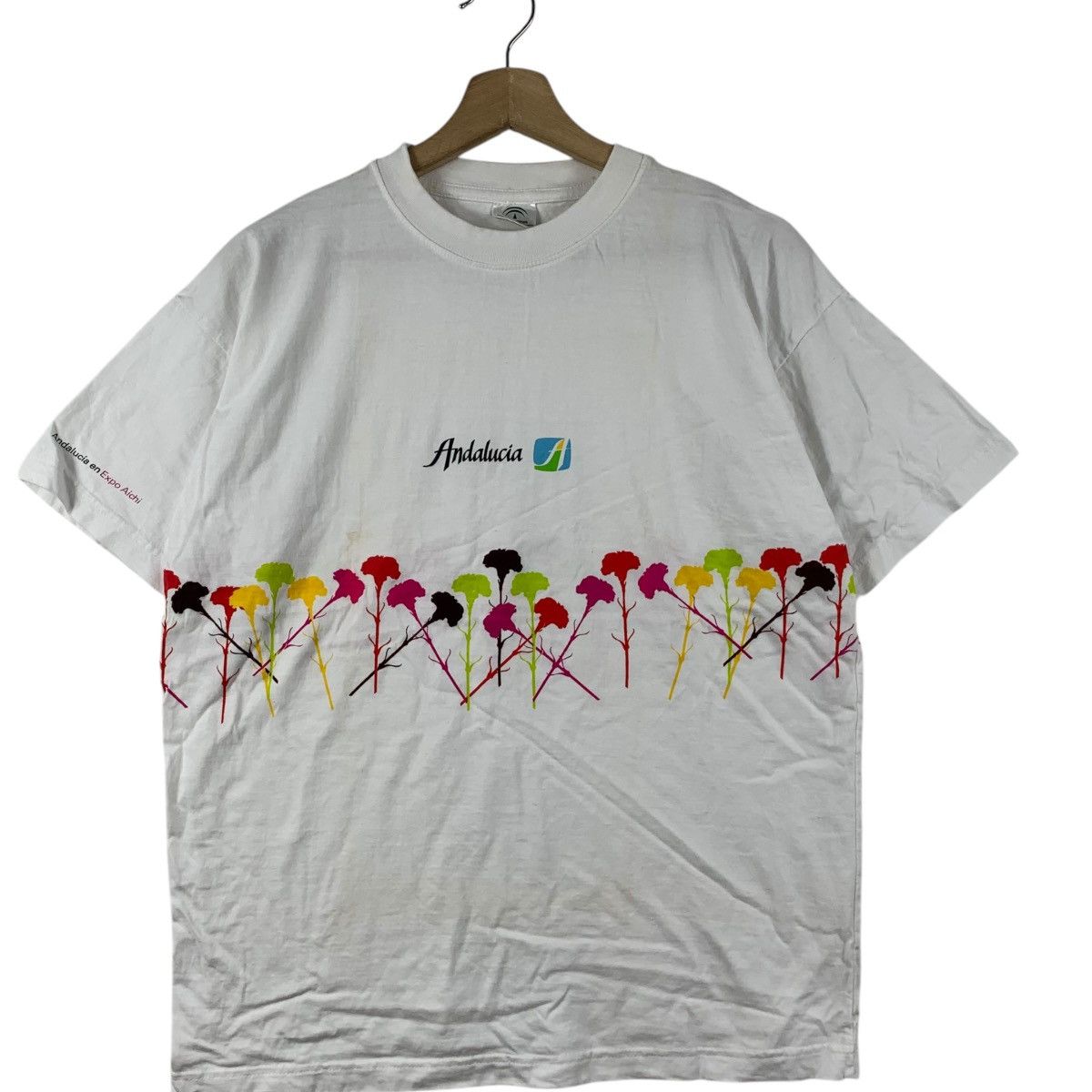 Vintage Vintage ANDALUCIA SPAIN CULTURE Floral Illustration Tee Size L / US 10 / IT 46 - 3 Thumbnail