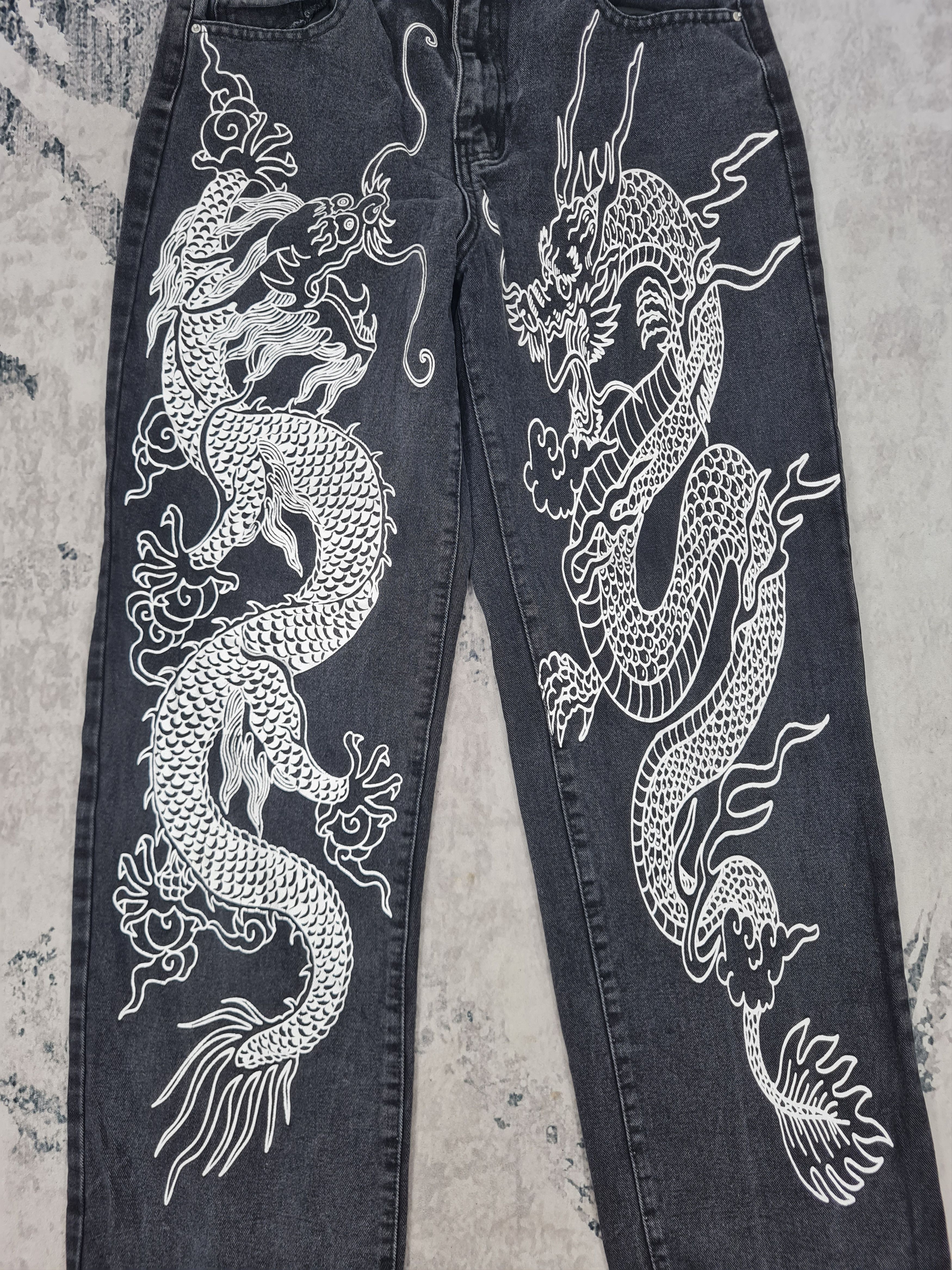 Other Shein Women Dragon Print Art Design Jeans Size 32x30 JB0156 Size US 32 / EU 48 - 3 Thumbnail