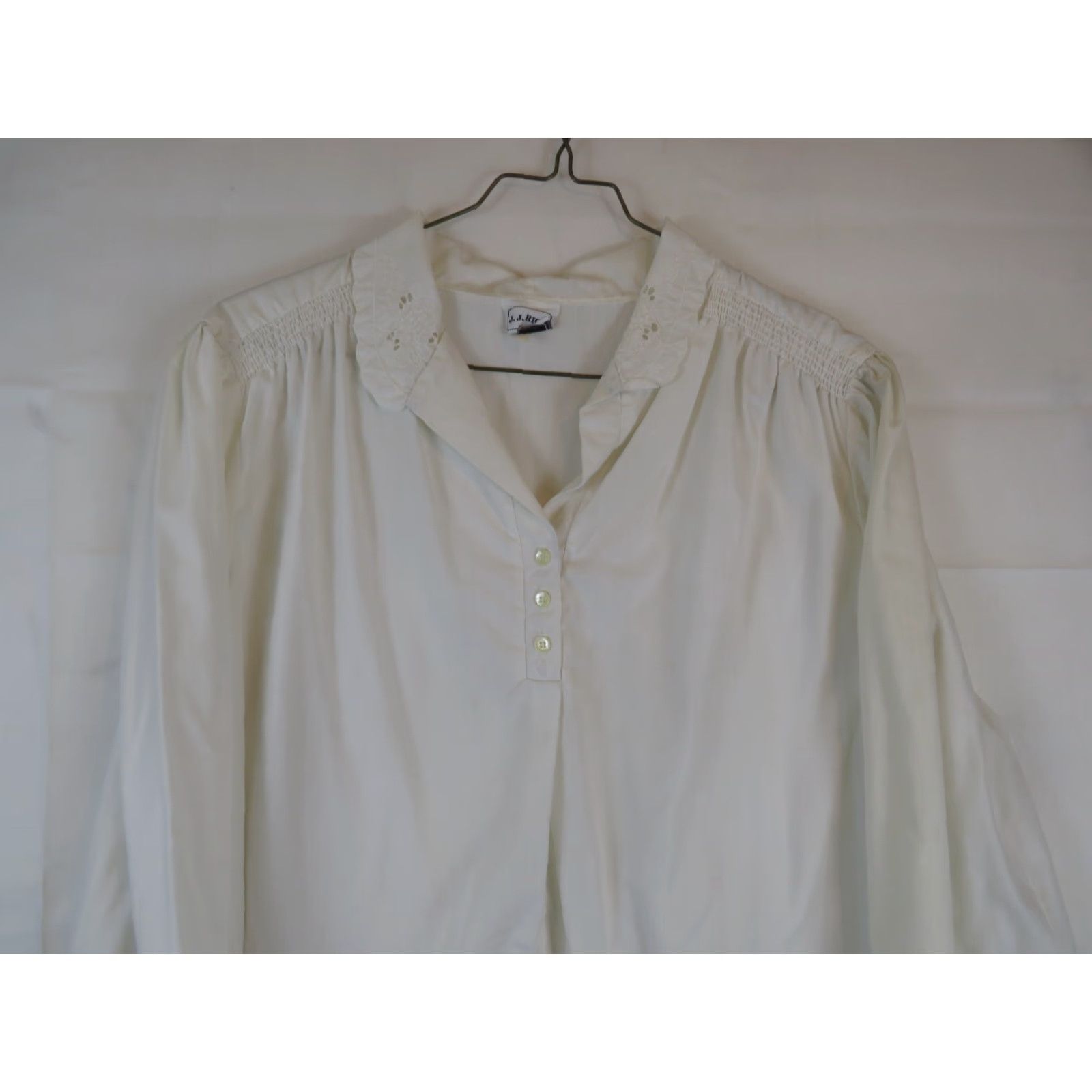 Vintage VINTAGE J.J. Rich White Blouse Shirt Womens Large USA Made Shirt Regular 50s 60s 70s Cotton Breathable Size L / US 10 / IT 46 - 3 Thumbnail