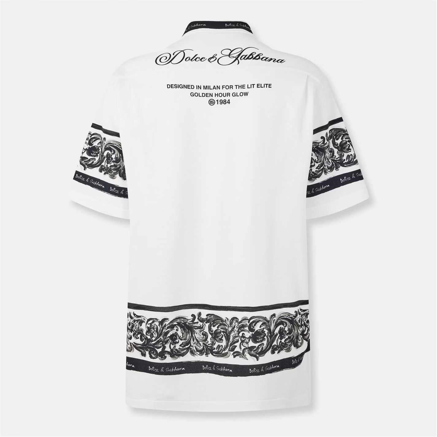 Dolce & Gabbana o1g2r1mq0426 Short Sleeve Bowling Shirt in White/Black Size US L / EU 52-54 / 3 - 2 Thumbnail