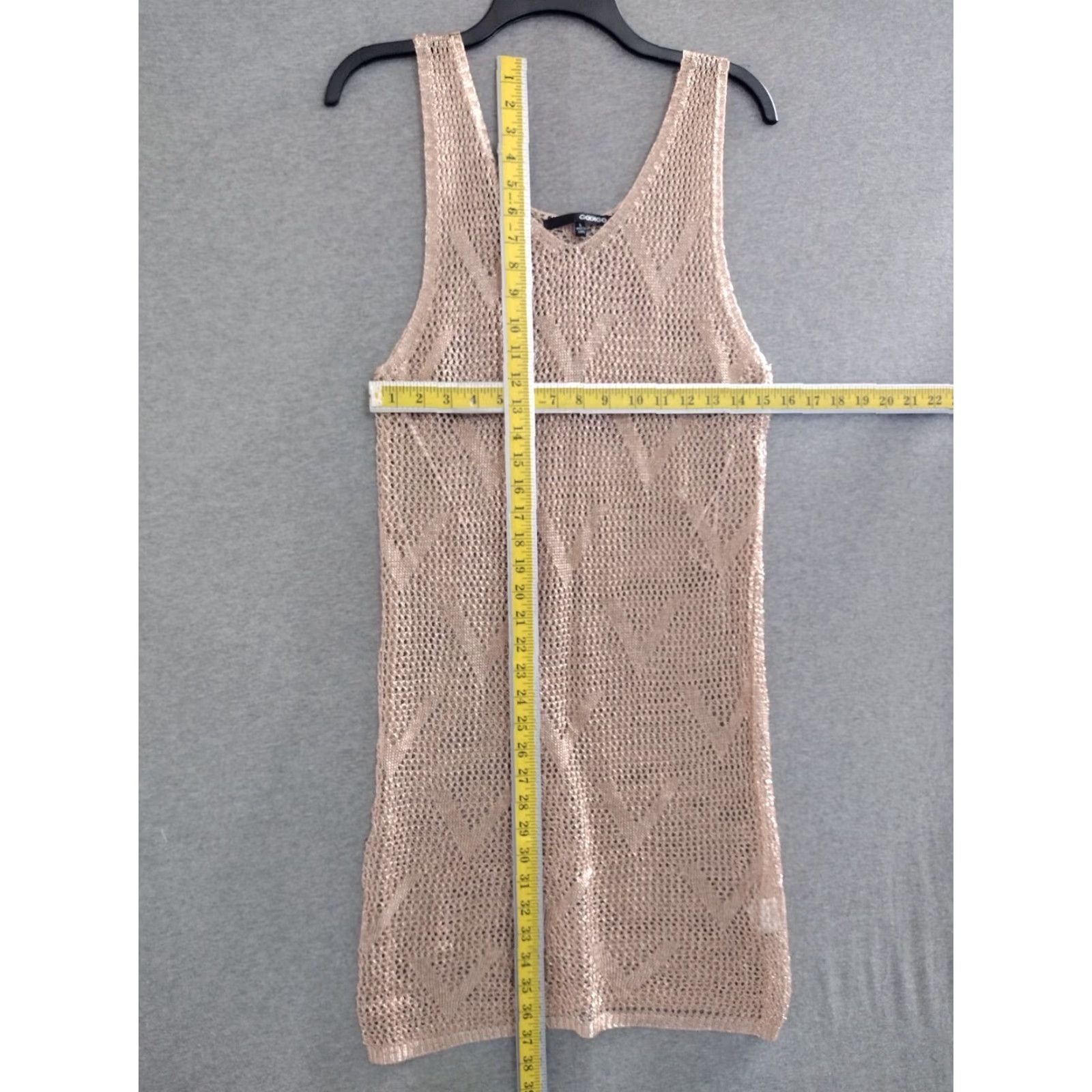 Vintage Codigo Crochet Short Knit Dress Rose Gold L Women Sleeveless V-Neck Size 36" / US 14 / IT 50 - 4 Thumbnail