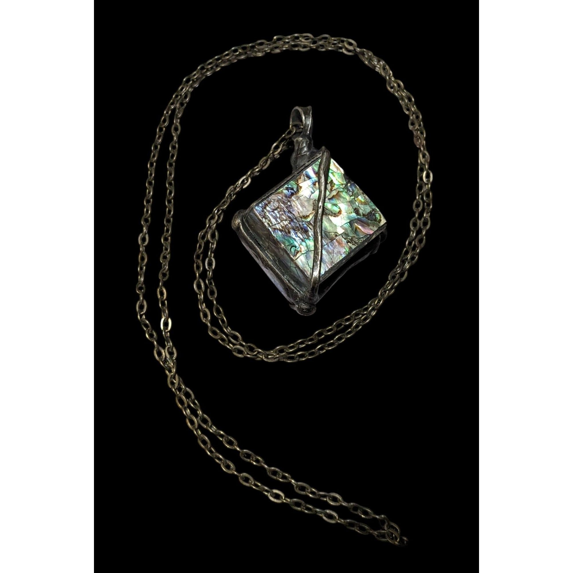 Other Vintage Abalone Crackle Cube Pendant Necklace Size ONE SIZE - 1 Thumbnail