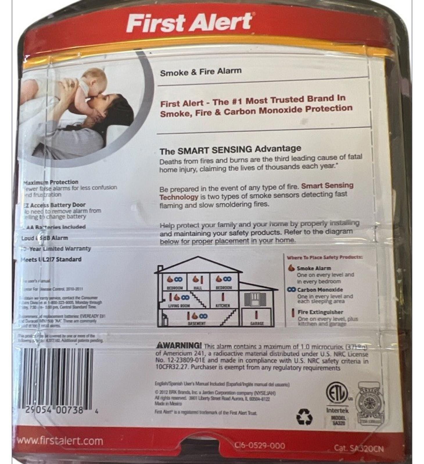 Designer Smoke and Fire Alarm First Alert Maximum Protection -Battery Size ONE SIZE - 2 Thumbnail