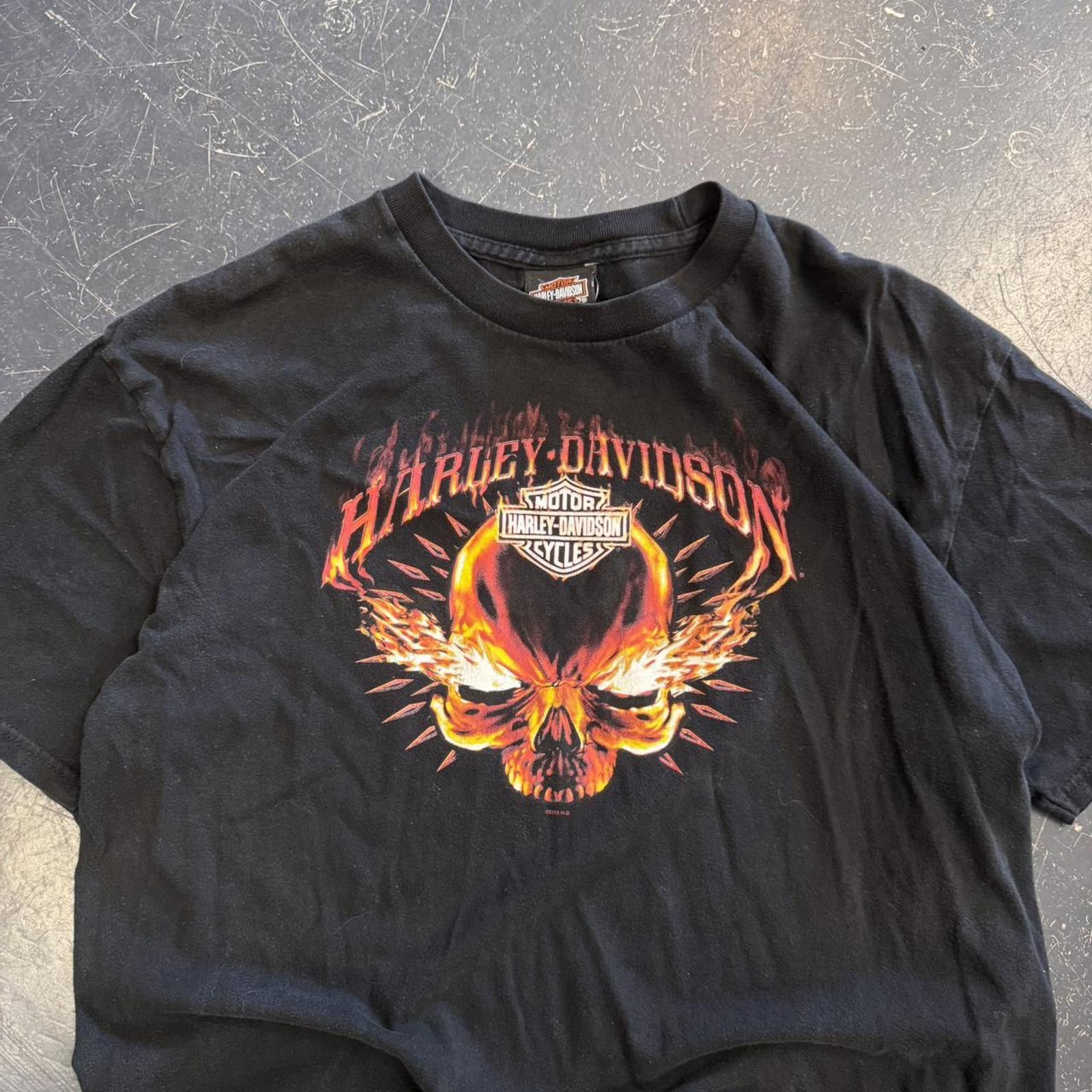 Harley Davidson × Vintage Vintage Harley Davidson Flaming Skull Tee Size US XL / EU 56 / 4 - 3 Thumbnail