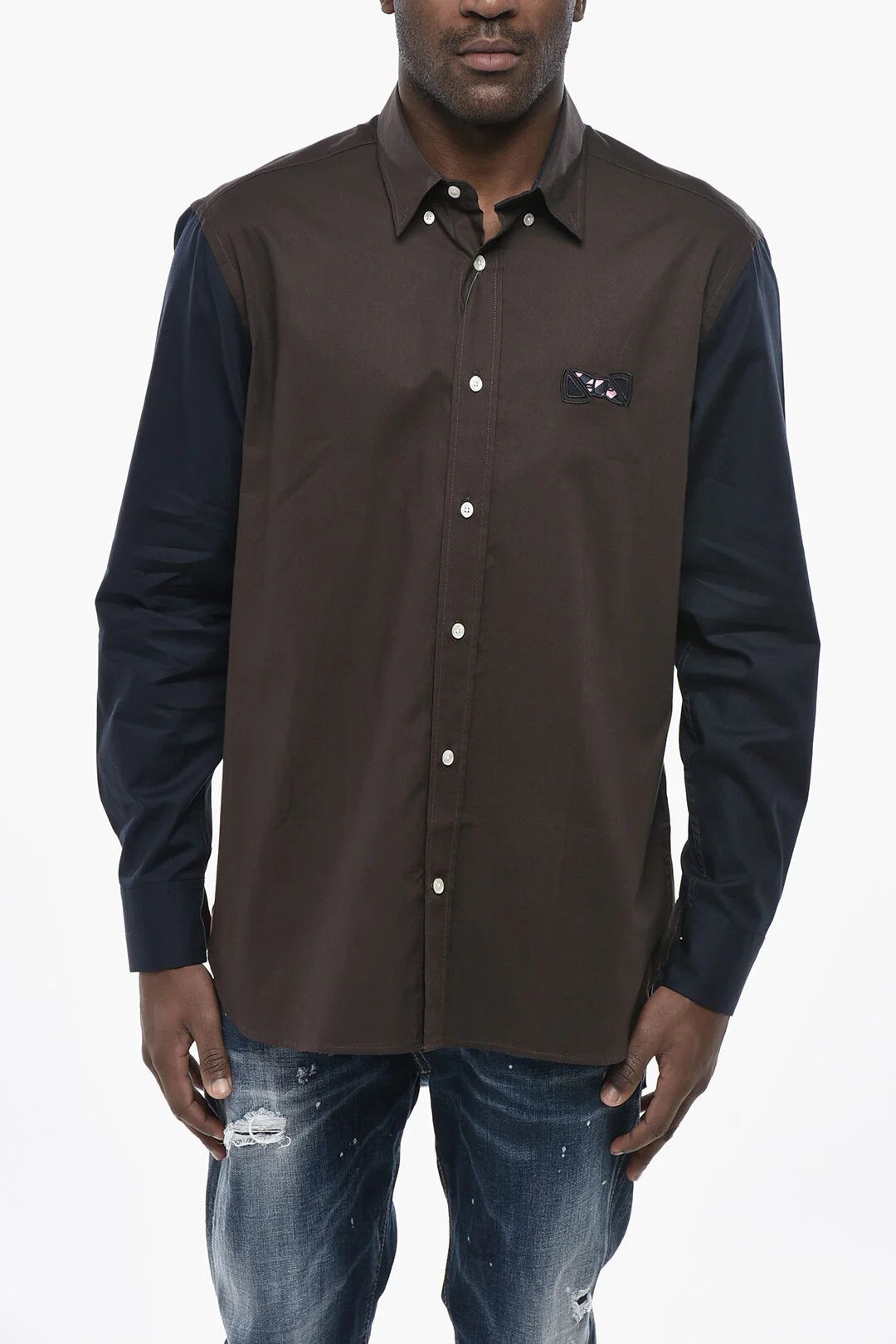 Eden Park og1mm0426 Cotton Button-Down Shirt in Brown Size US XL / EU 56 / 4 - 1 Thumbnail
