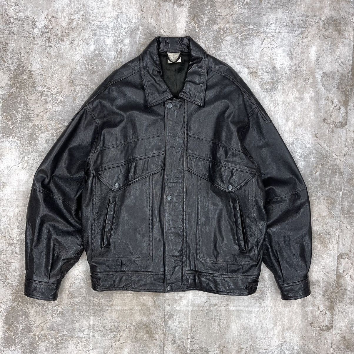 Leather VINTAGE 90S GENUINE LEATHER JACKET BOMBER Size US M / EU 48-50 / 2 - 1 Thumbnail