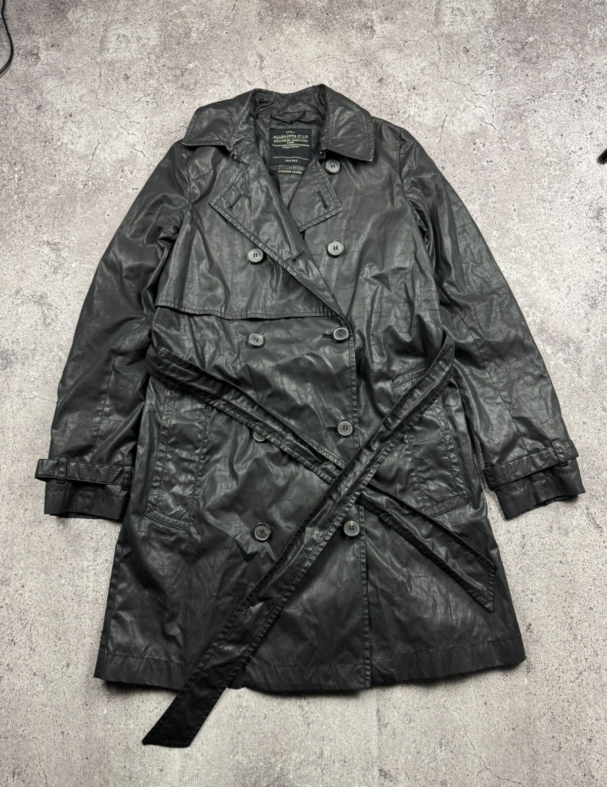 Allsaints Vintage Allsaints Y2K Black Trench coat Size XS / US 0-2 / IT 36-38 - 1 Thumbnail