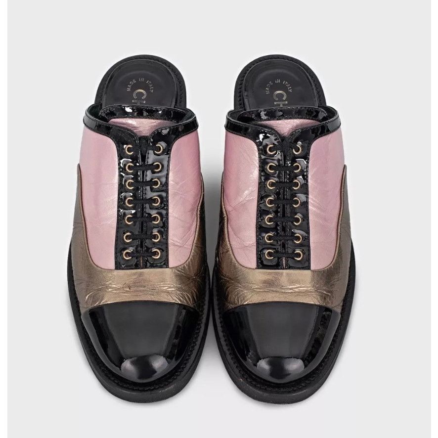 Chanel Chanel Tricolor Lace-Up Clogs Sz.38.5 Size US 7.5 / IT 37.5 - 2 Thumbnail