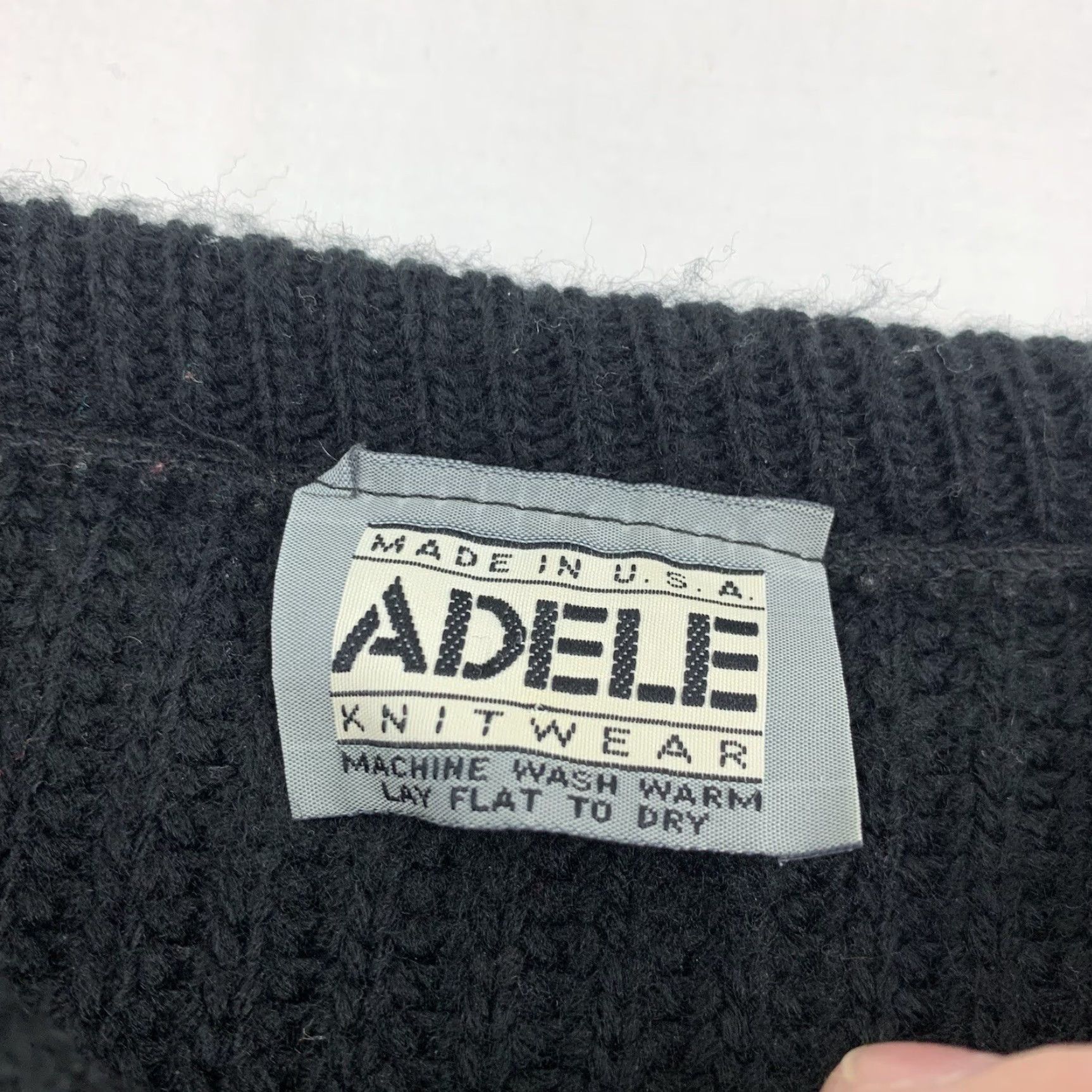 Vintage VINTAGE Adele Sweater Adult Medium Black Striped Knit Pullover Crewneck 80s 90s Mens Size US M / EU 48-50 / 2 - 3 Thumbnail