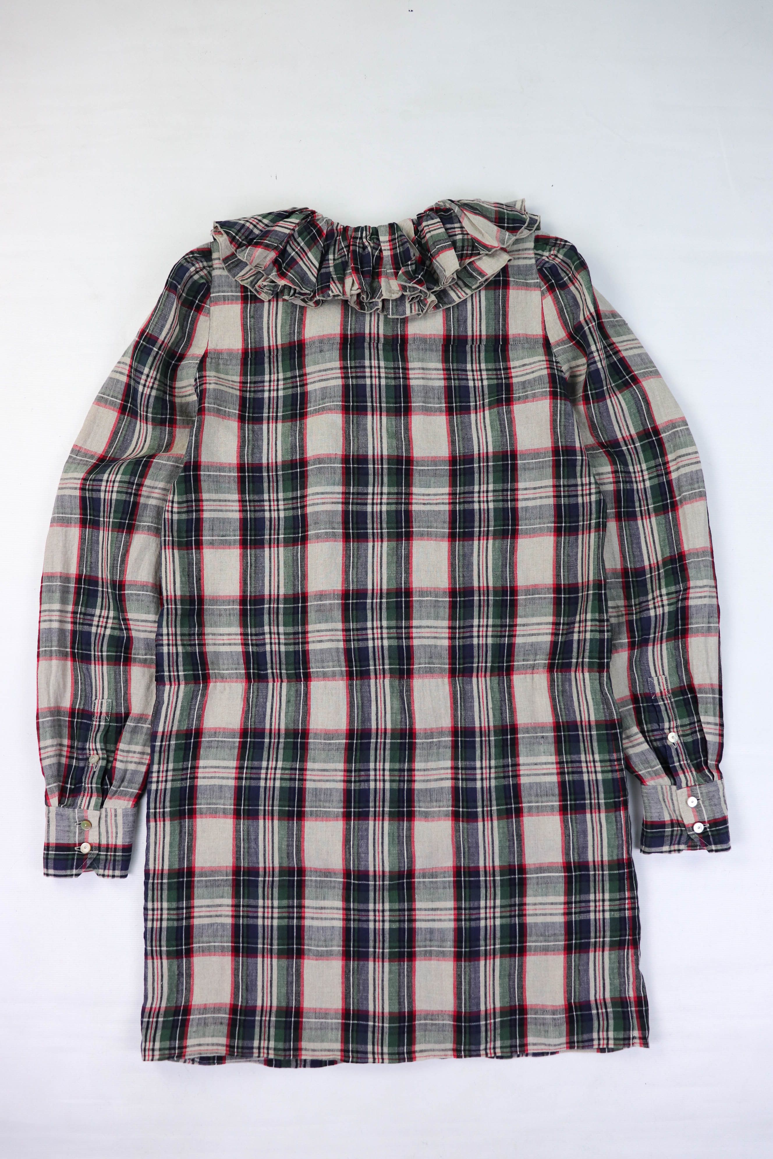 Balenciaga Balenciaga 2010 Collection Ruffled Plaid Linen Summer Dress Size XS / US 0-2 / IT 36-38 - 5 Thumbnail