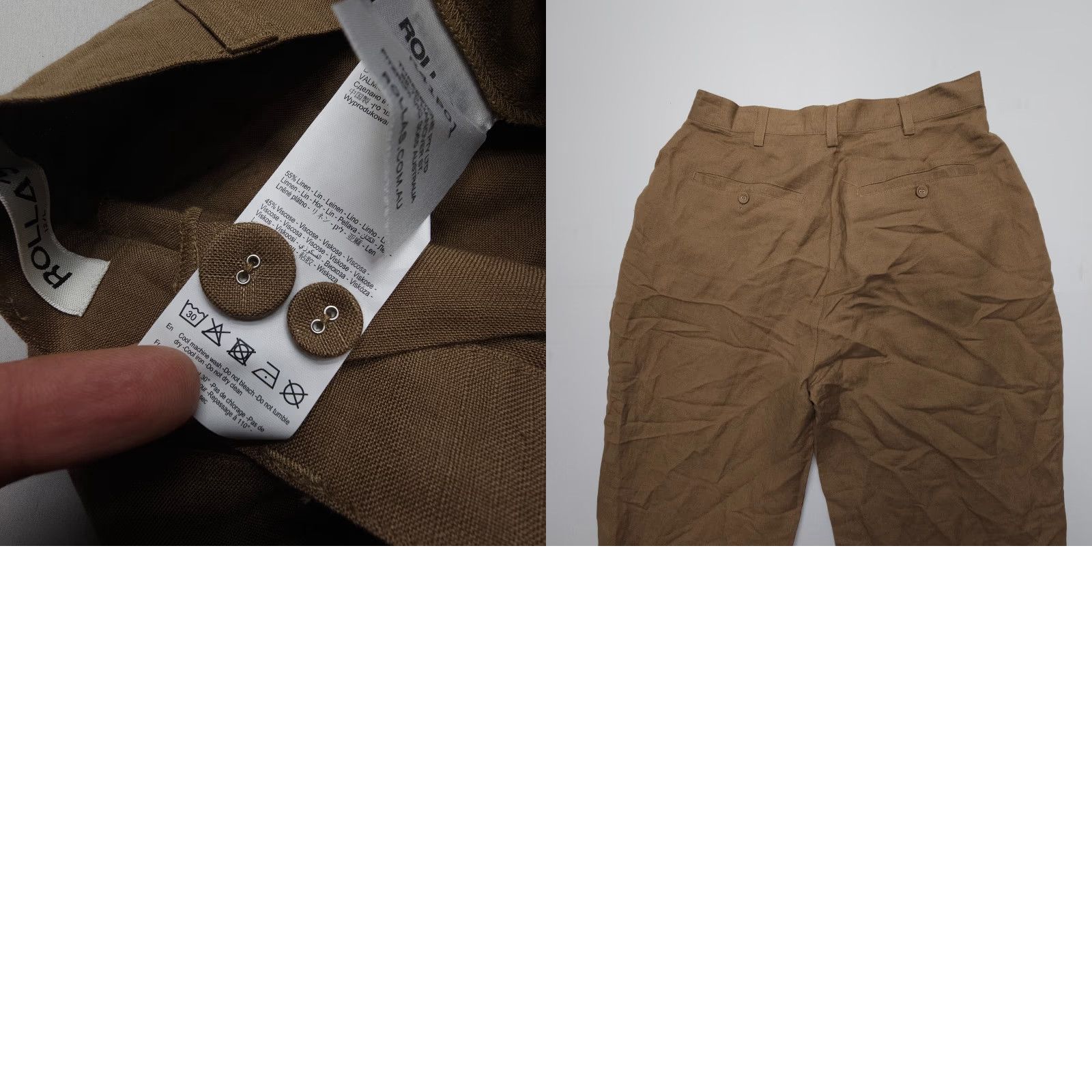 Rolla's Rolla's High Rise Pleated Straight Linen Blend Pants Womens 12 / L Brown Boho Shirt? Size 34" / US 12 / IT 48 - 8 Thumbnail