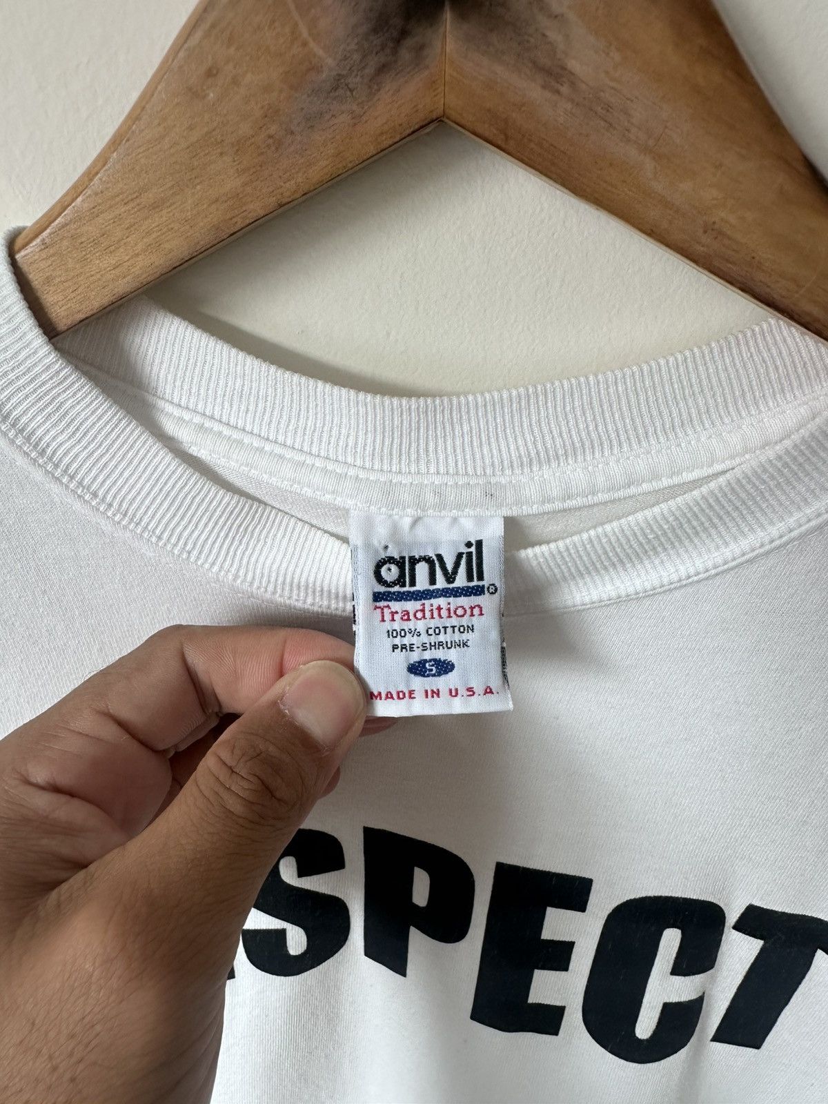 Vintage Vintage White tee “Respect” Size US S / EU 44-46 / 1 - 3 Thumbnail