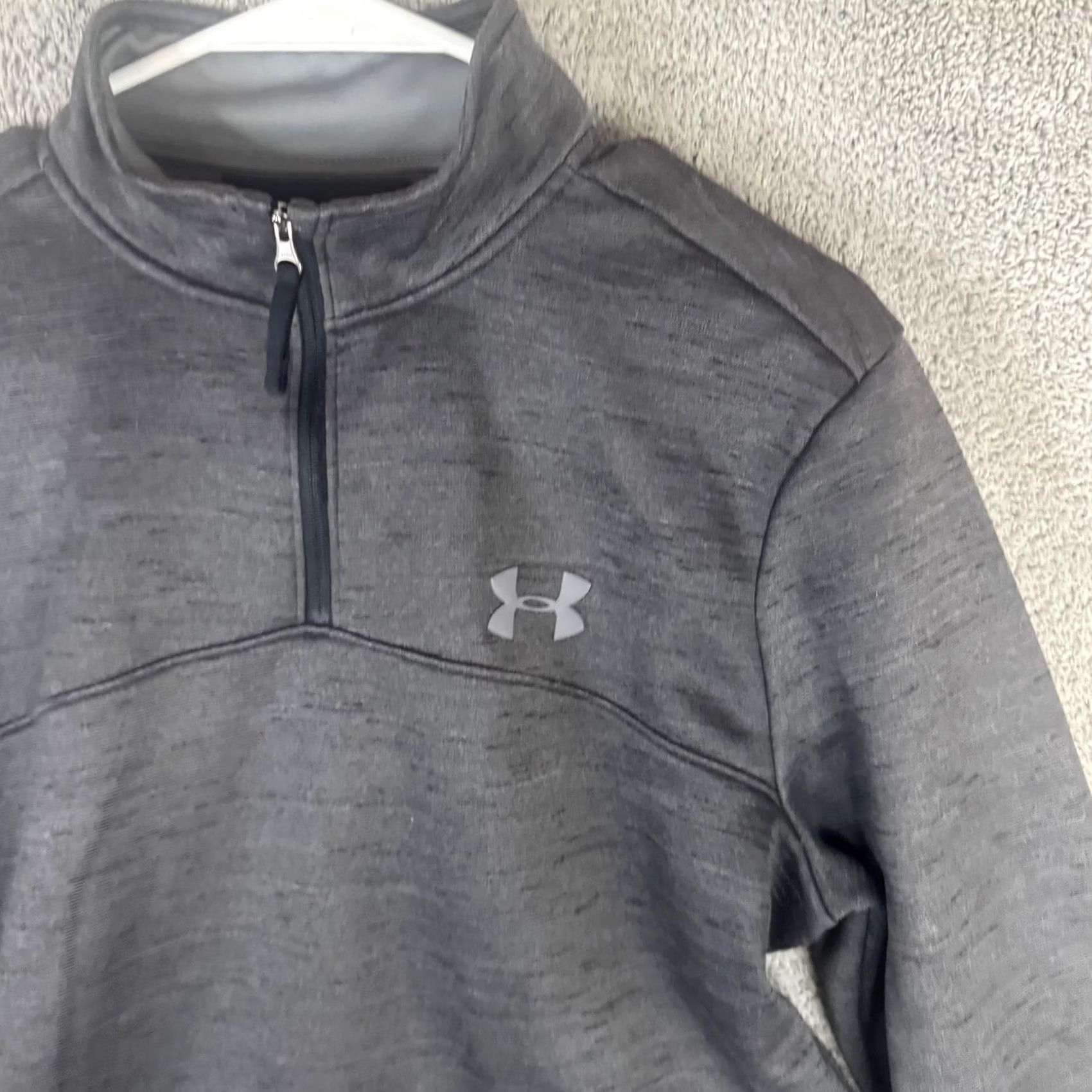 Under Armour Under Armour ColdGear Pullover Mens M Gray 1/4 Zip Fleece Mock Neck Thermal Running & Training Pullover Mens Size US M / EU 48-50 / 2 - 4 Thumbnail