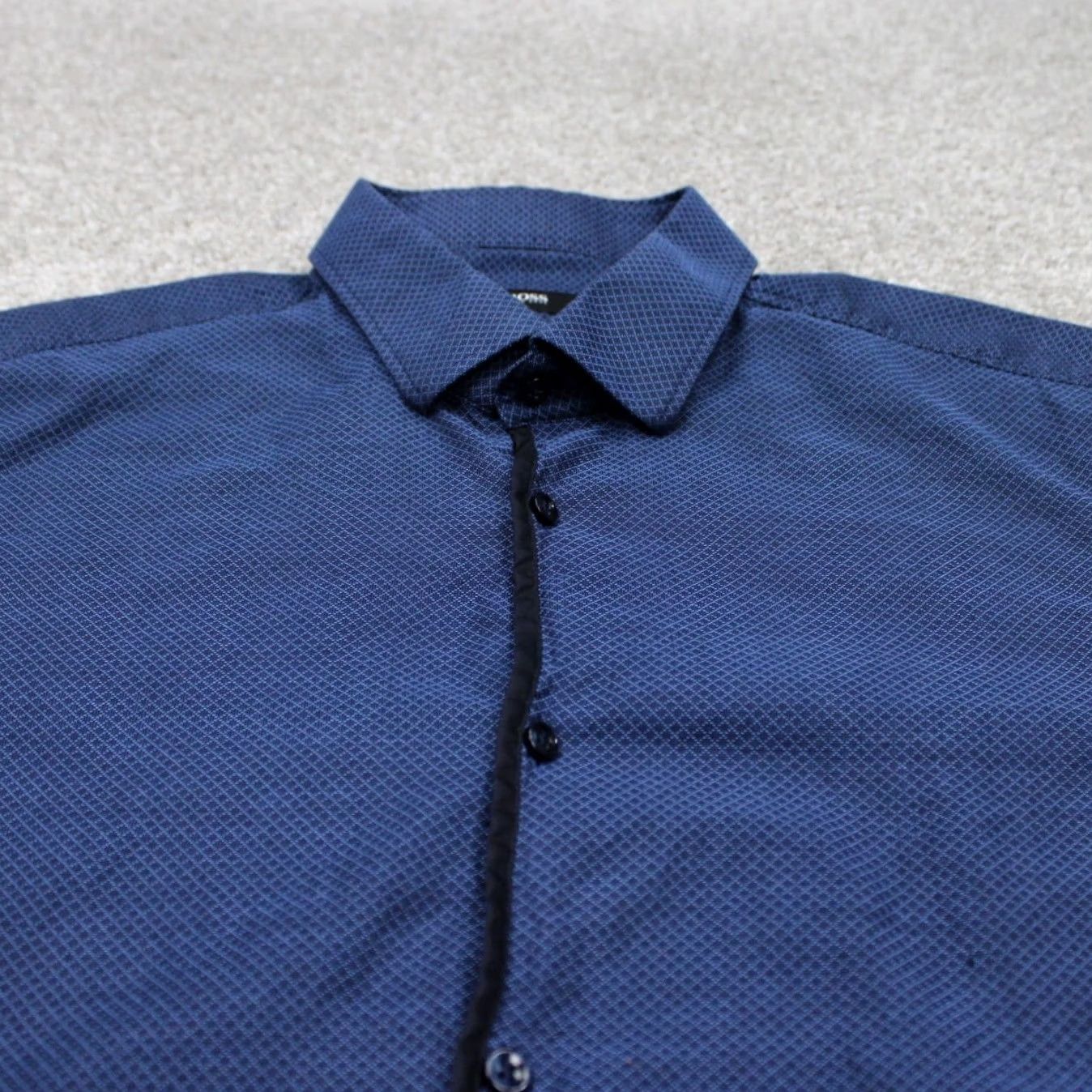 Hugo Boss HUGO BOSS Shirt Mens 17, 43 Blue Check Cotton L/S Button Dress Shirt Size US XL / EU 56 / 4 - 5 Thumbnail