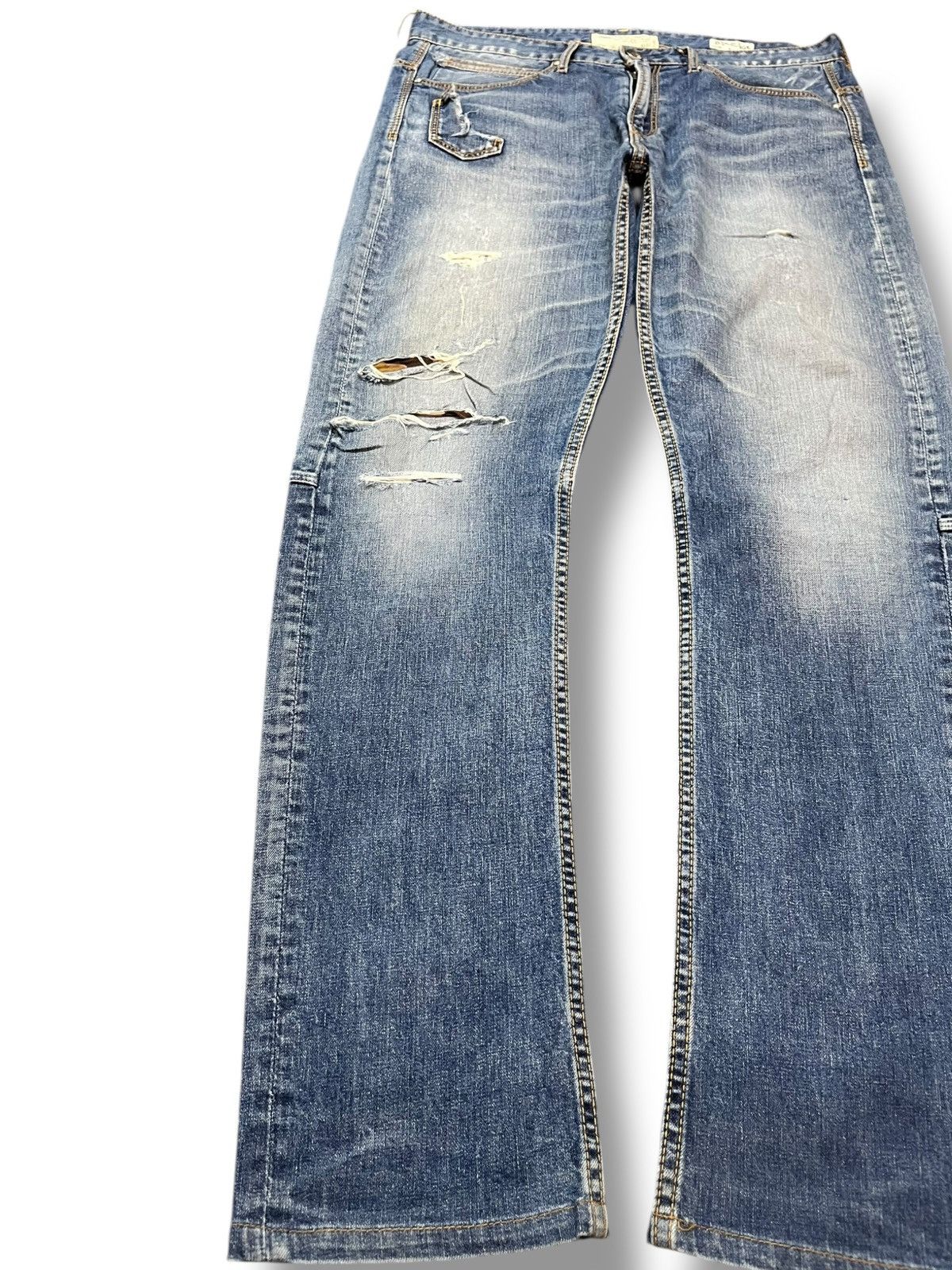 Jimmy Taverniti Vintage Jimmy Taverniti Curve Leg Distressed Denim Size US 33 - 3 Thumbnail