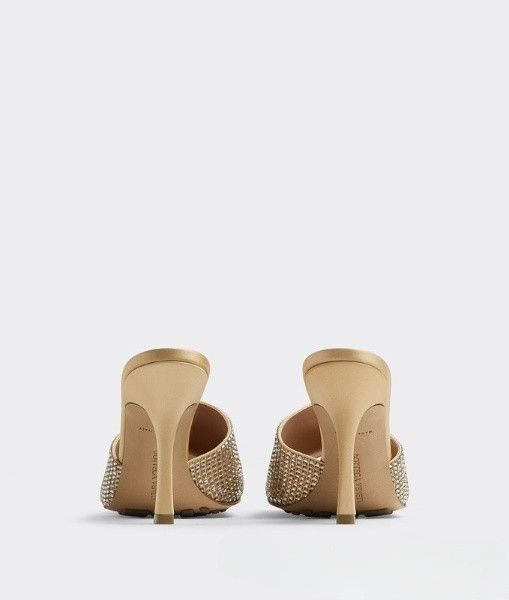 Bottega Veneta o1n1vont1024 Stretch Crystal-Embellished Sandals Cane Sugar Size US 5 / IT 35 - 3 Thumbnail