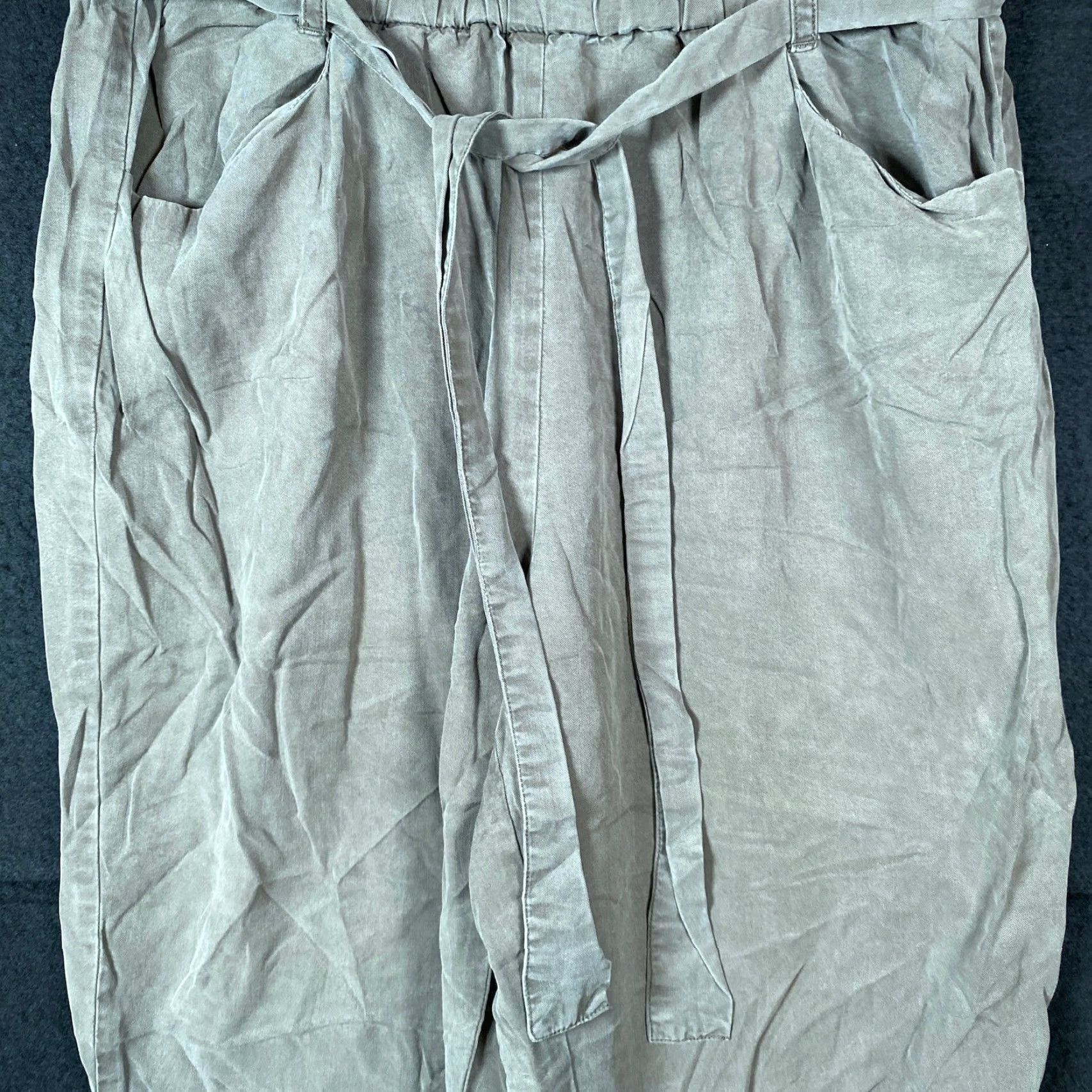 Vintage Thread & Supply Womens Pants Green Paperbag Wide Leg Elastic Waist Boho M Size 29" - 2 Thumbnail
