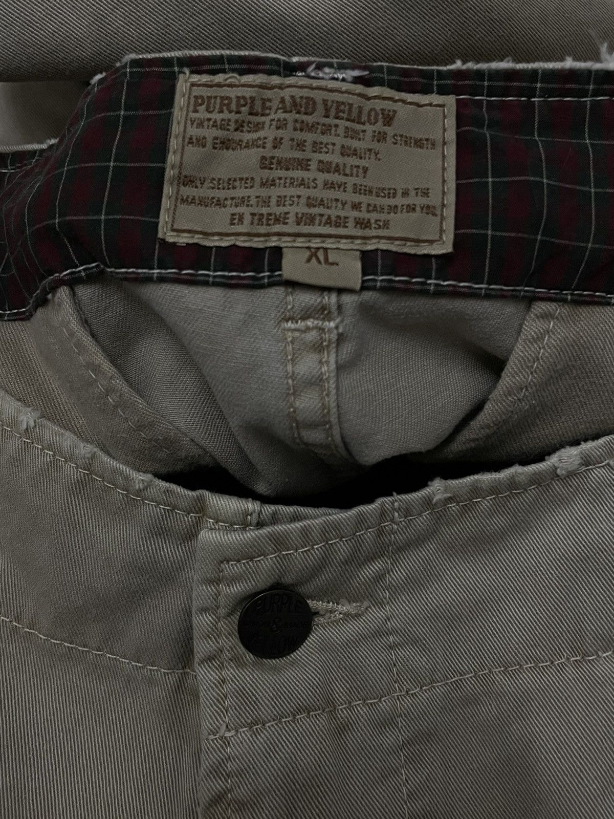 Japanese Brand Vintage Japan 90’s Purple & Yellow Distressed Carpenter Pant Size US 32 / EU 48 - 12 Thumbnail