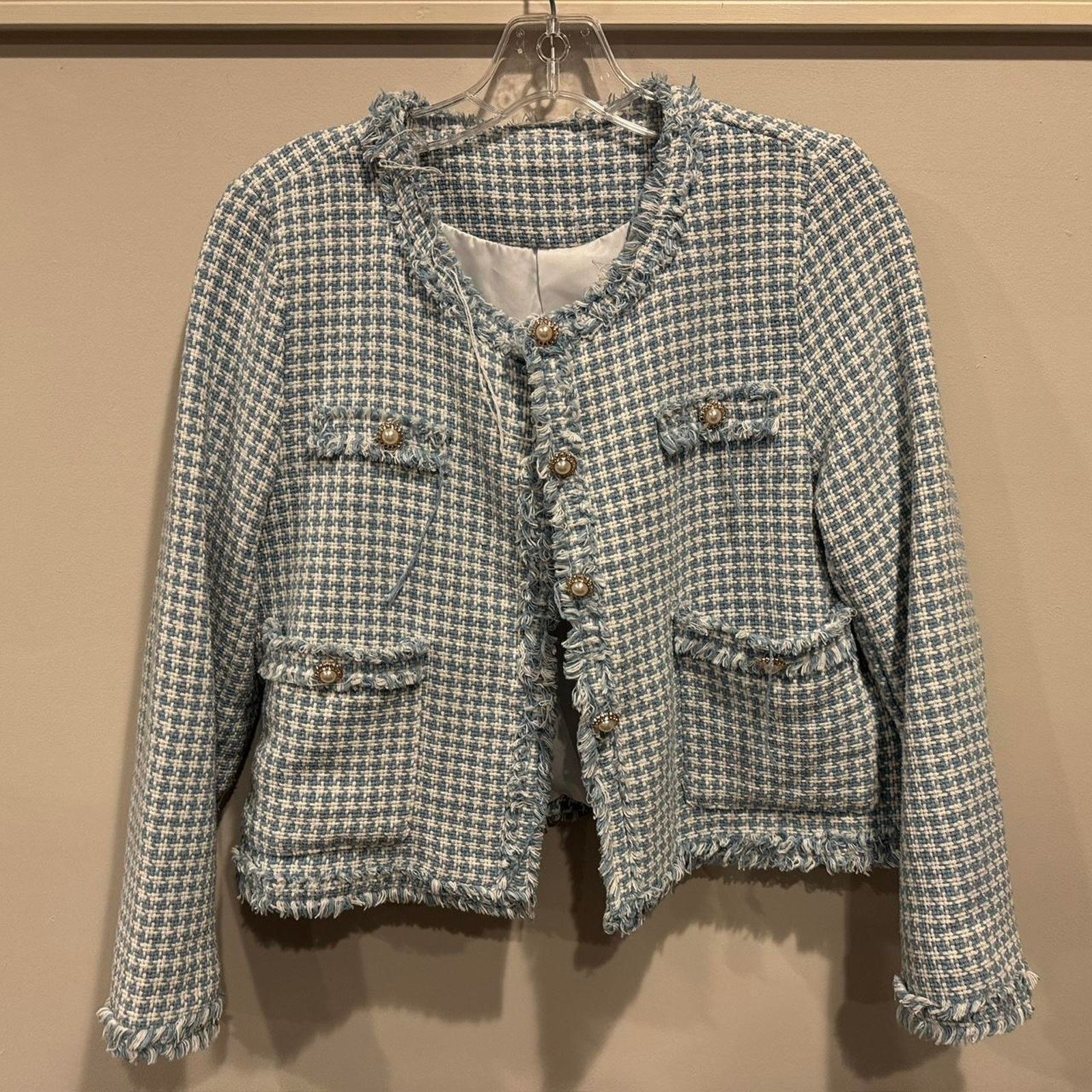 Other Vintage chanel inspired blue and white blazer Size L / US 10 / IT 46 - 1 Thumbnail