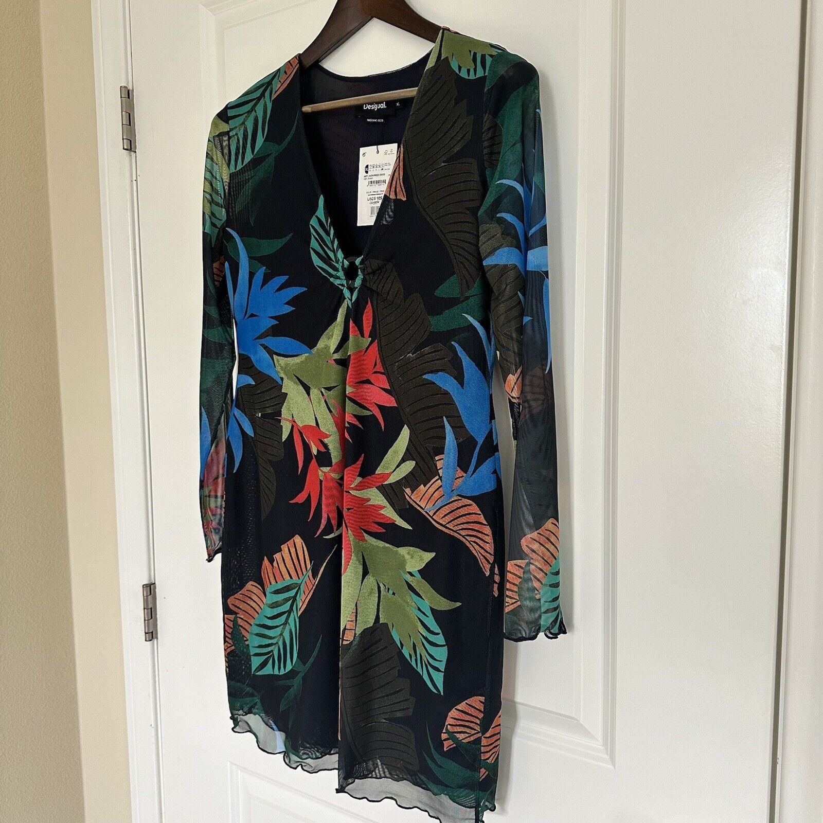 Desigual Desigual Tropical Tulle Long Sleeves Mini Dress Size XL NWT Size XL / US 12-14 / IT 48-50 - 6 Thumbnail