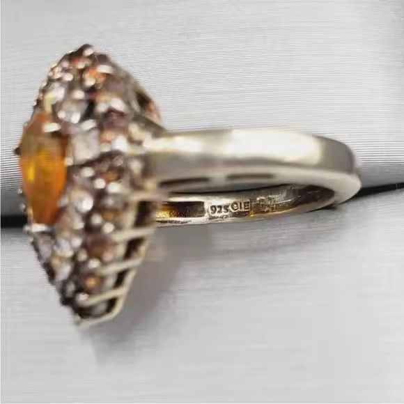 Other Genuine Pear Opal Cit Gold 925 Sterling Silver Halo ring lot Size ONE SIZE - 3 Thumbnail