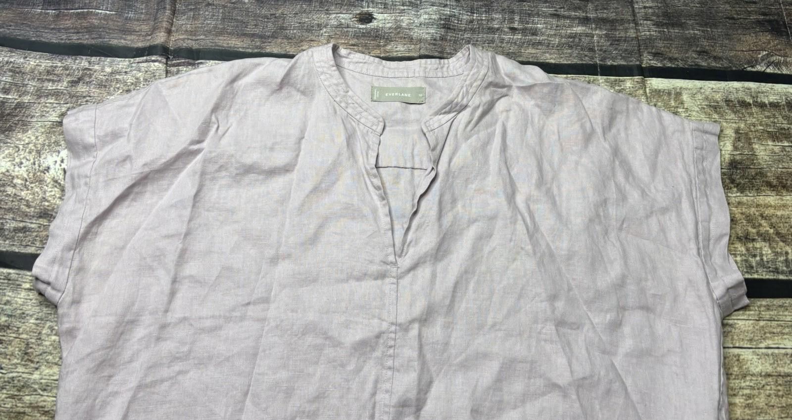 Everlane Everlane Top Womens Size 10 Linen V-Neck Light Lavender Size L / US 10 / IT 46 - 4 Thumbnail