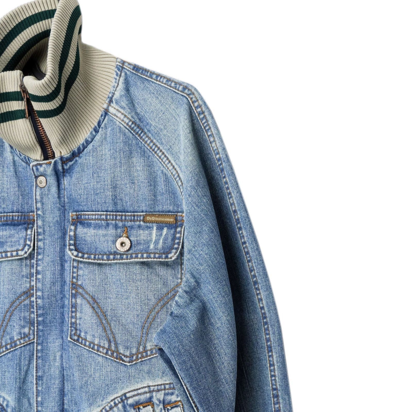Dolce Gabbana SS2005 DG Logo Light Blue Denim Bomber Jacket
