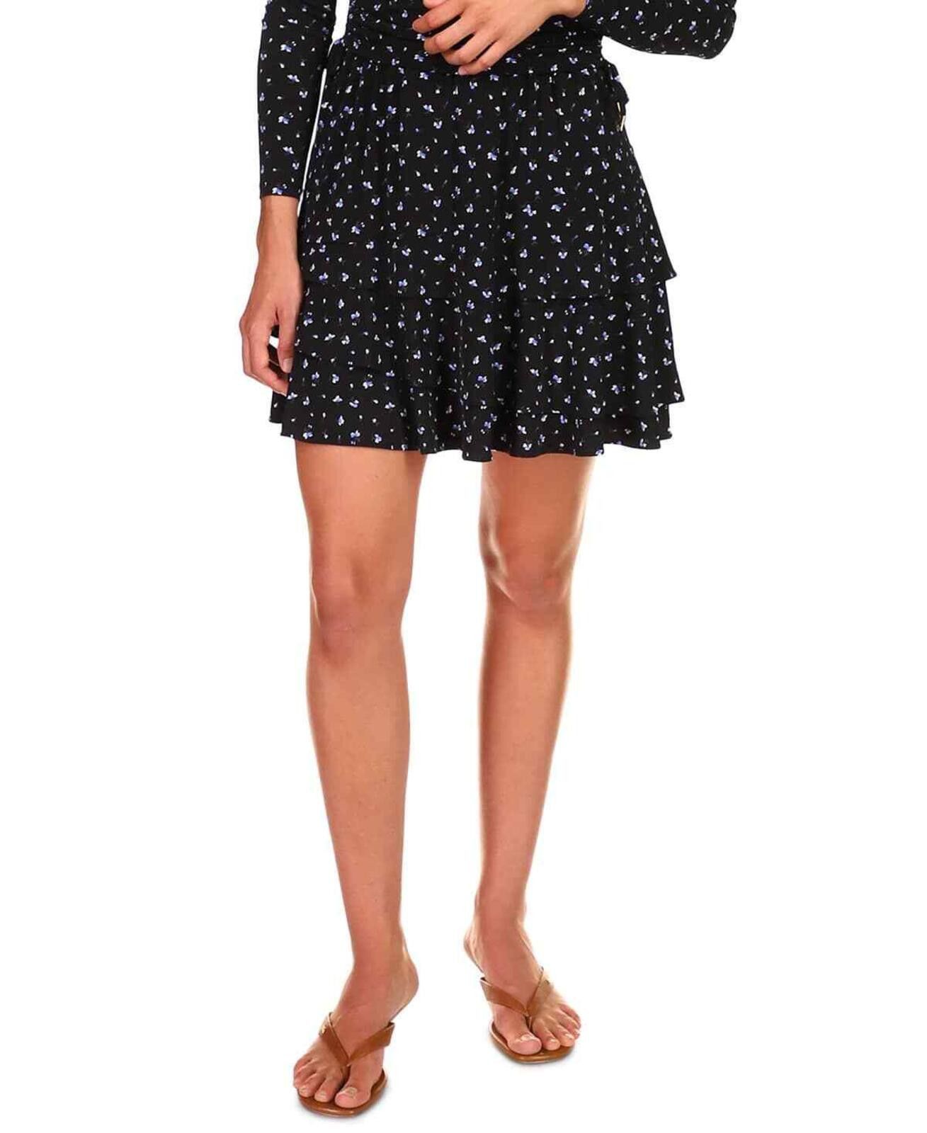 Michael Kors MICHAEL Michael Kors Women's Blue Floral-Print Tiered Skirt Size 36" / US 14 / IT 50 - 3 Thumbnail