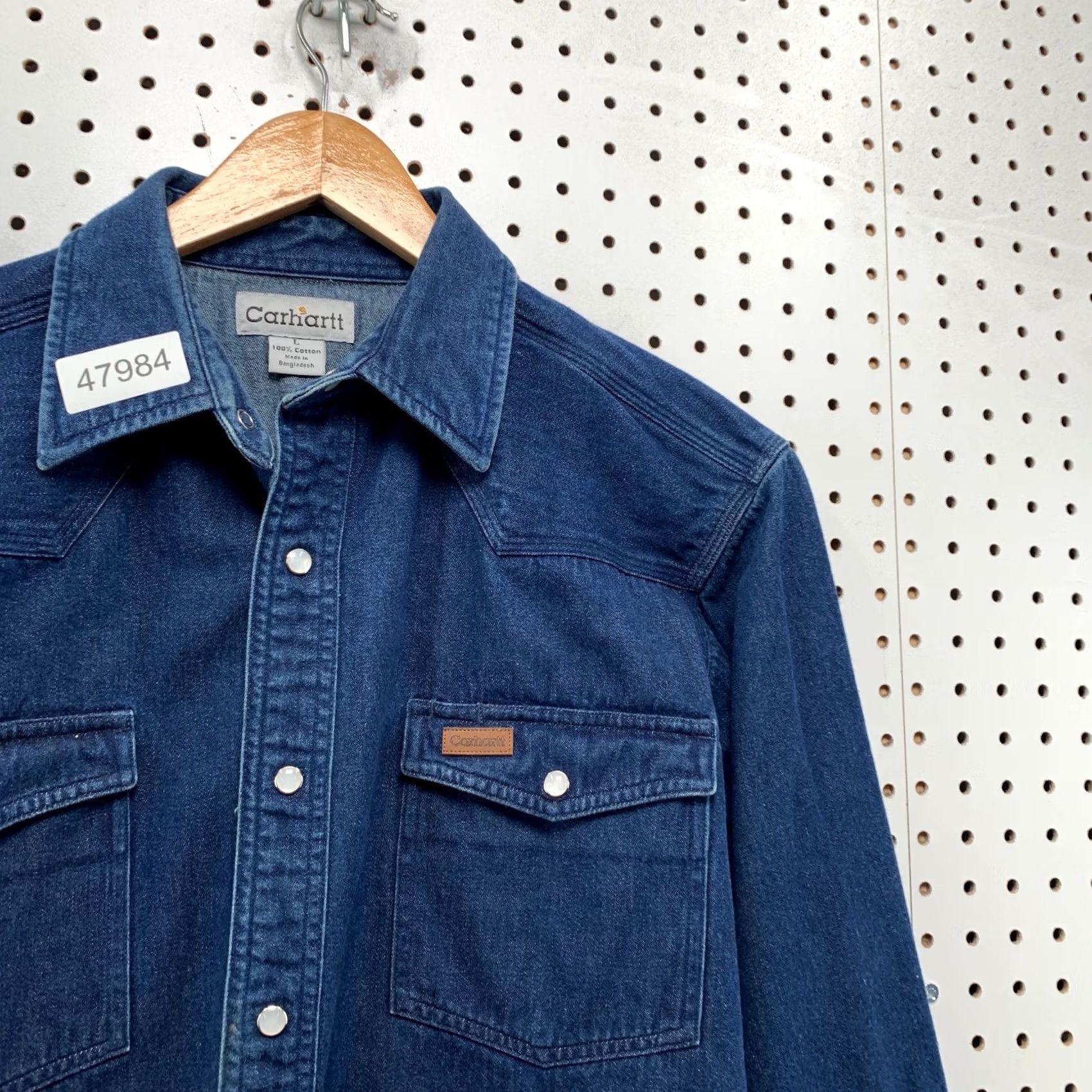 Carhartt Carhartt Denim Snap Shirt Mens L Blue Long Sleeve Cotton Workwear Size US L / EU 52-54 / 3 - 7 Thumbnail
