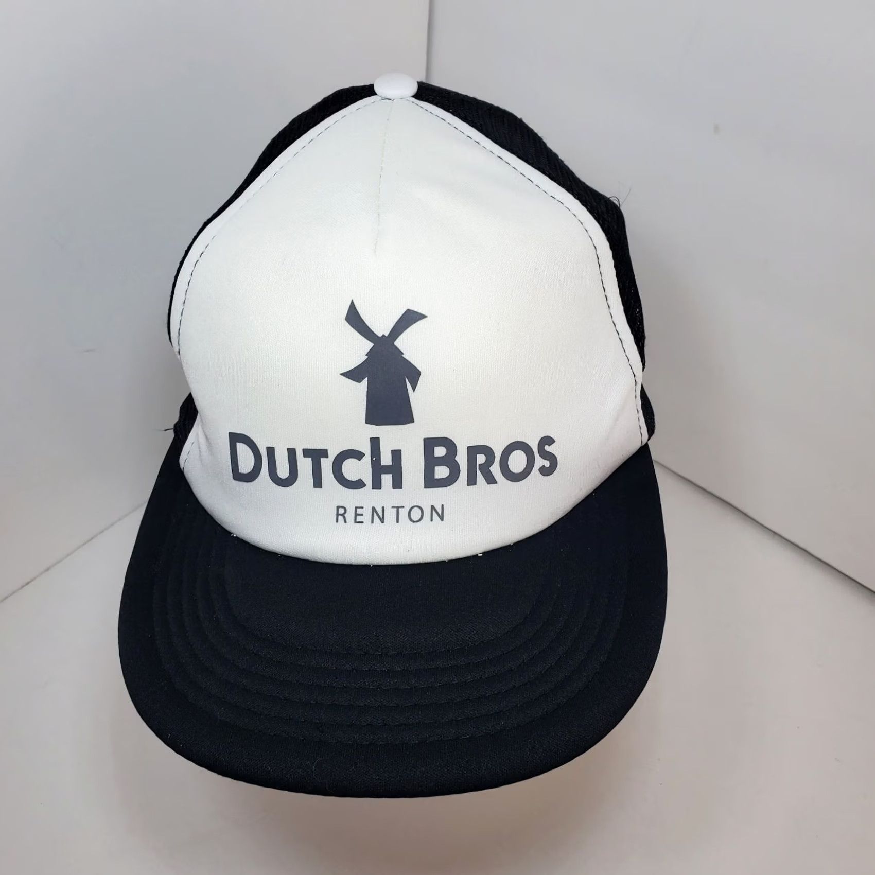 Vintage DISTRICT Dutch Bros Renton WA White Black Trucker Hat Cap New Without Tags Size ONE SIZE - 3 Thumbnail